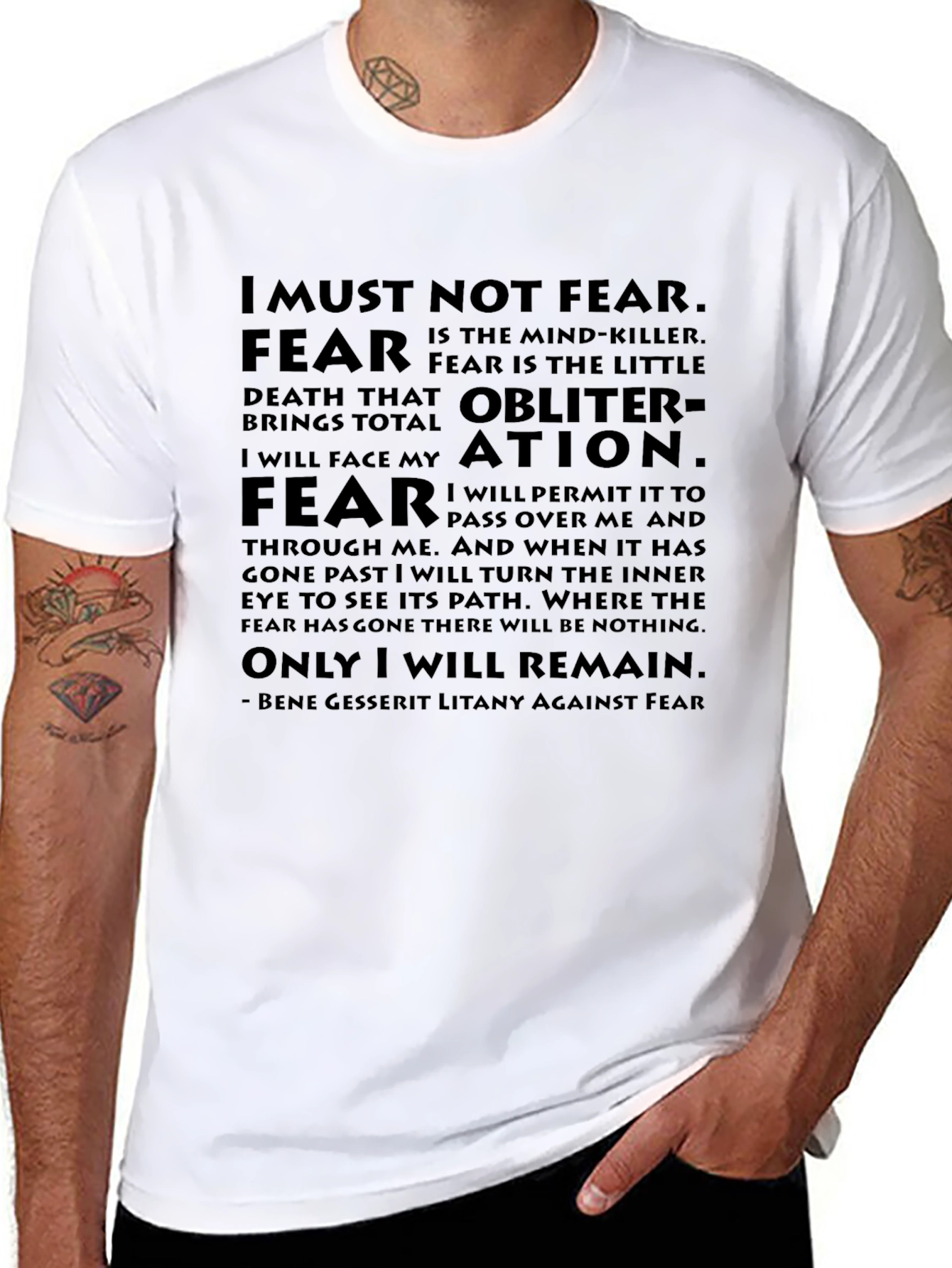 Bene Gesserit Litany Against Fear Black T-Shirt