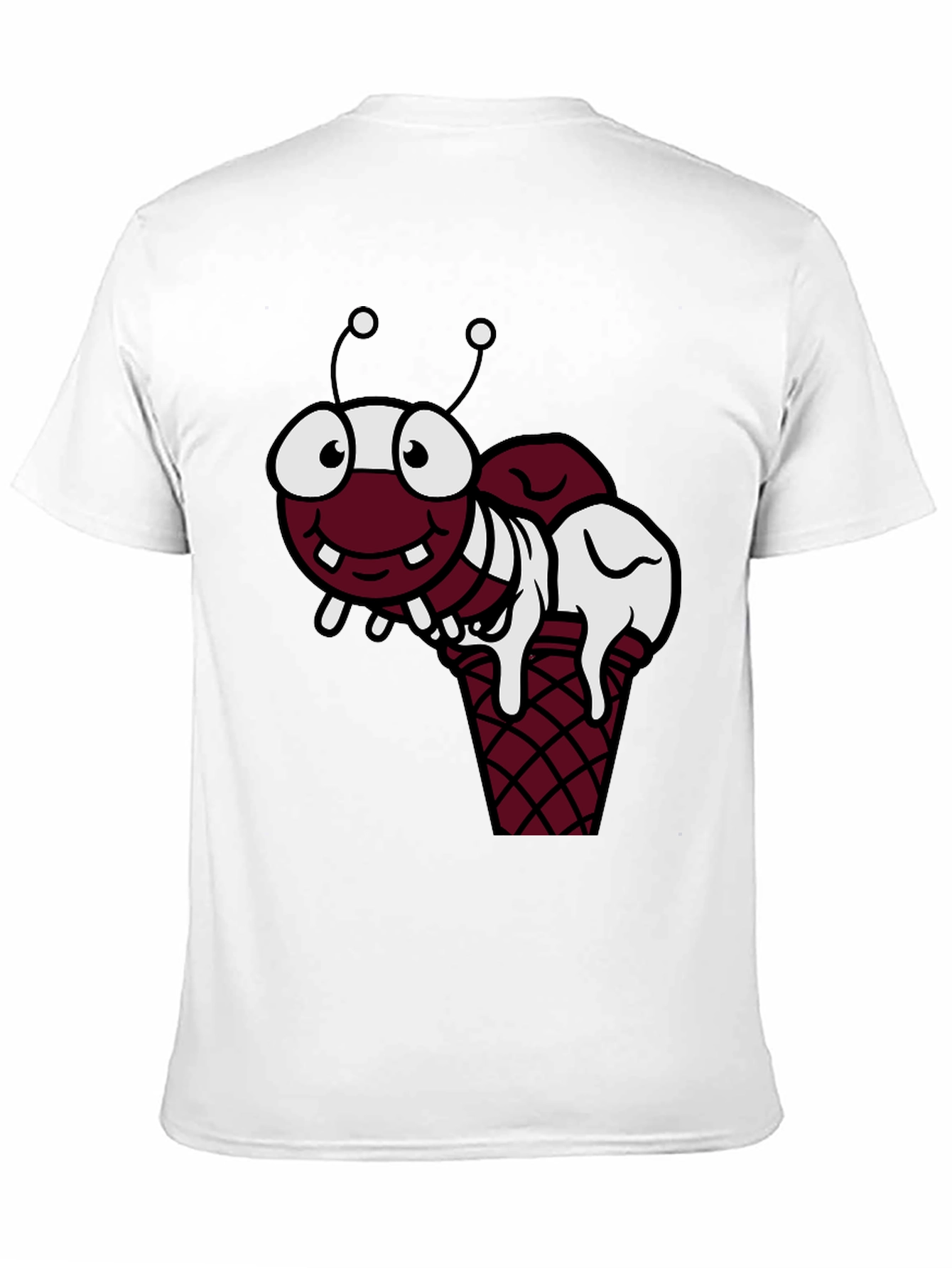 Funny Cartoon Ant Ice Cream Cone Black T-Shirt