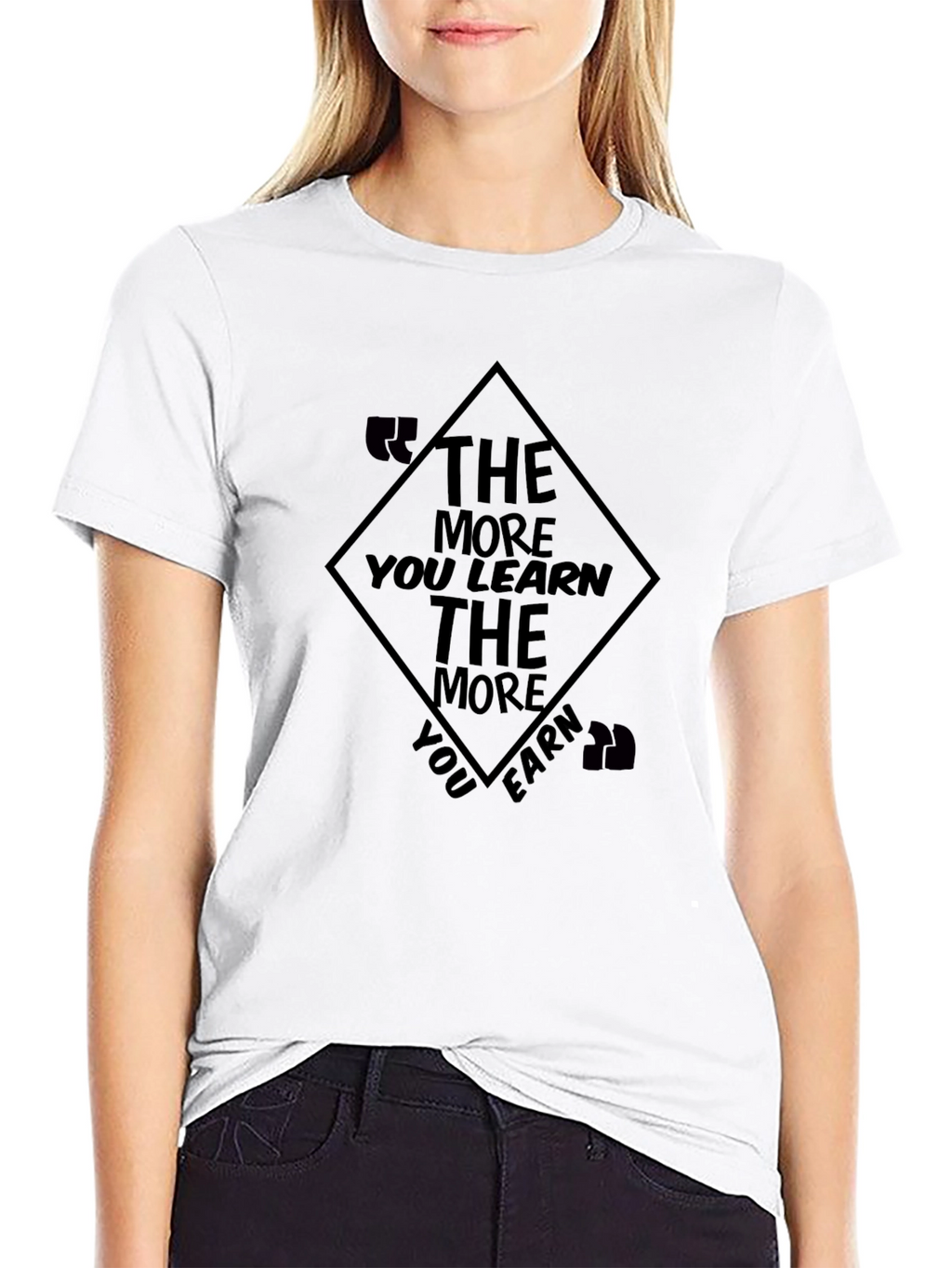 Motivational Black T-Shirt - The More You Learn