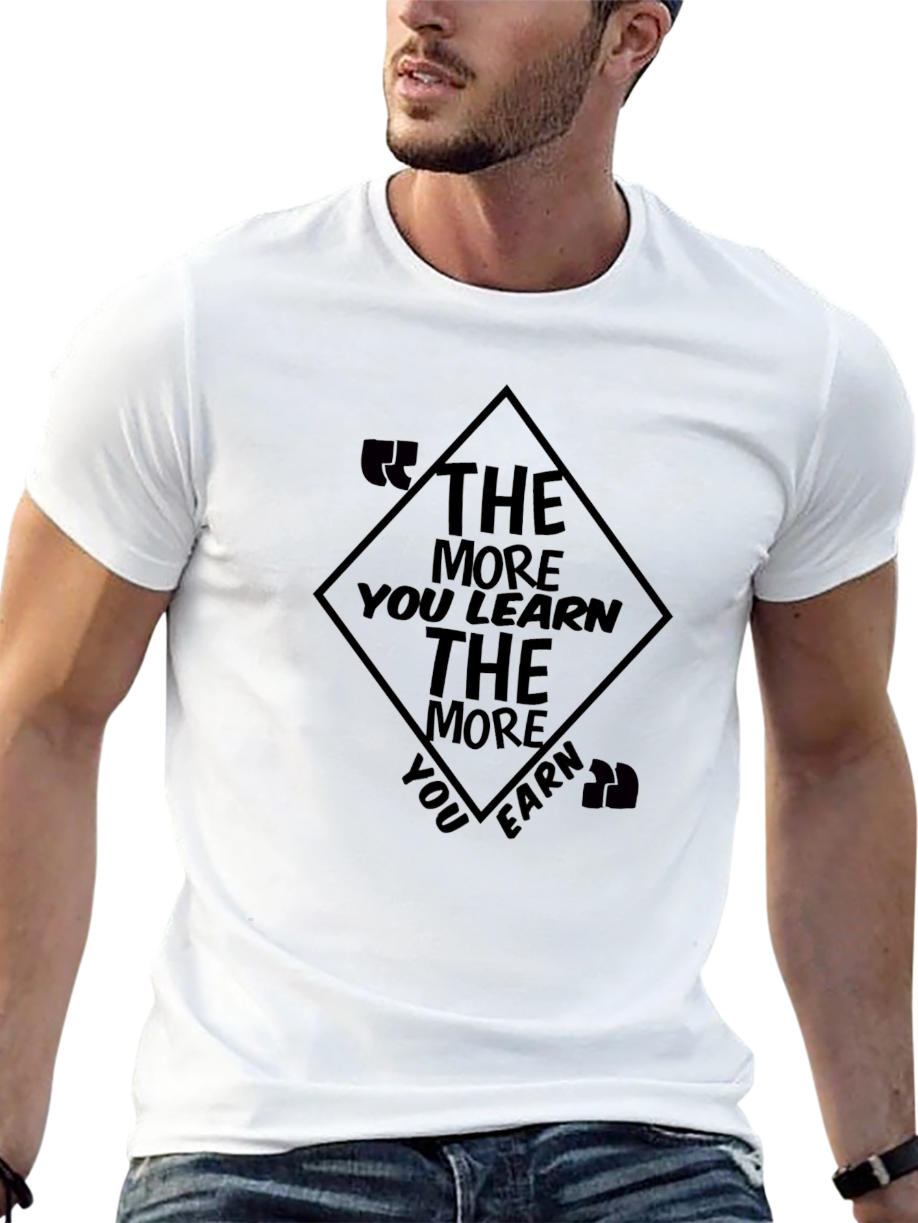 Motivational Black T-Shirt - The More You Learn
