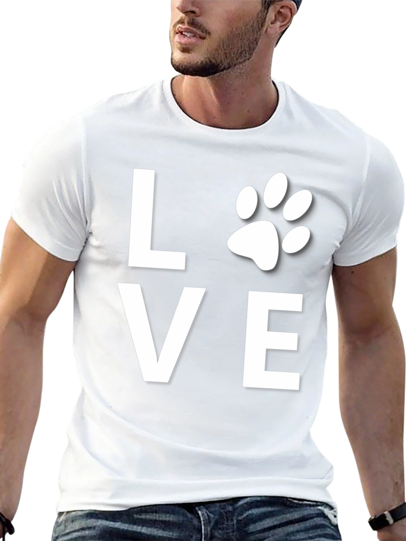Love Paw Print Black T-Shirt