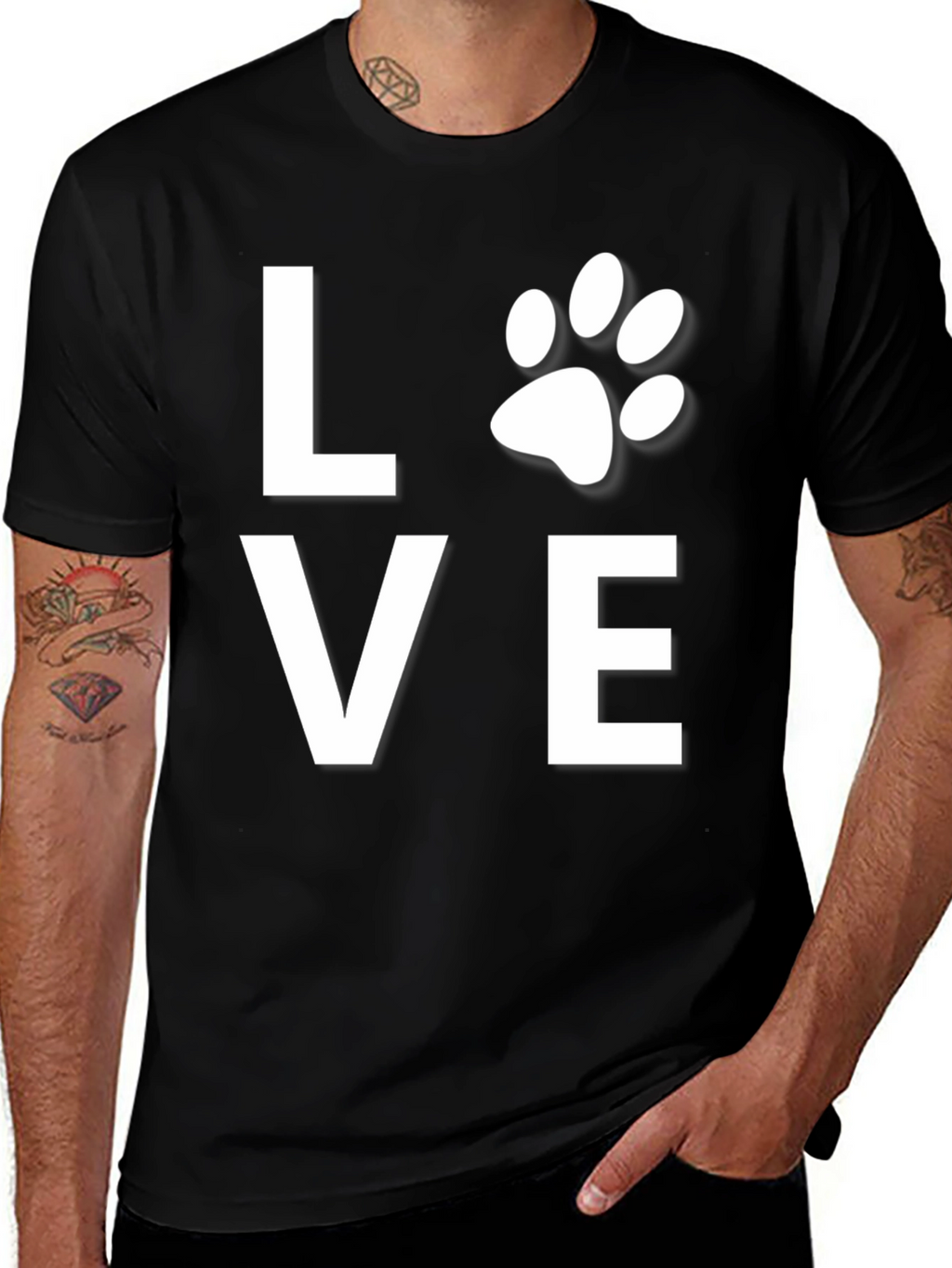 Love Paw Print Black T-Shirt