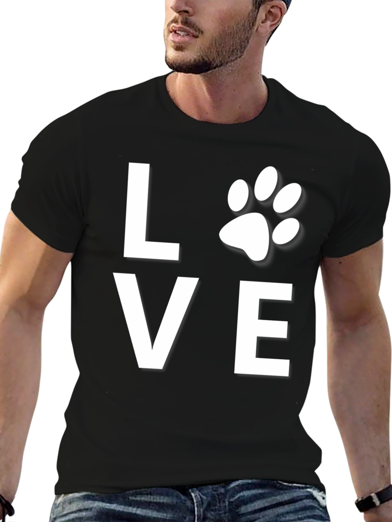 Love Paw Print Black T-Shirt