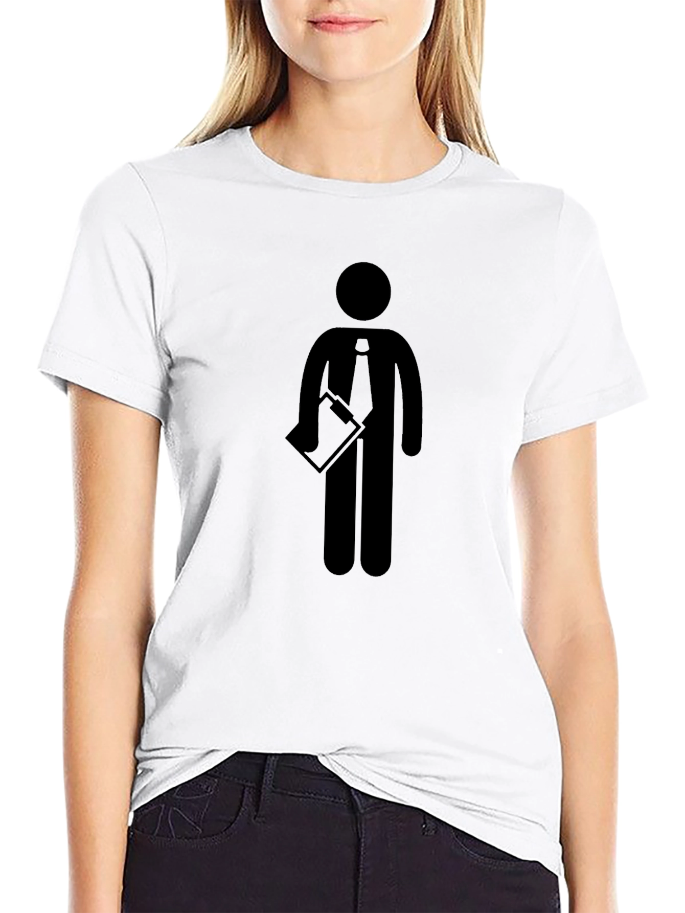 Black T-Shirt with Business Stick Figure Graphic