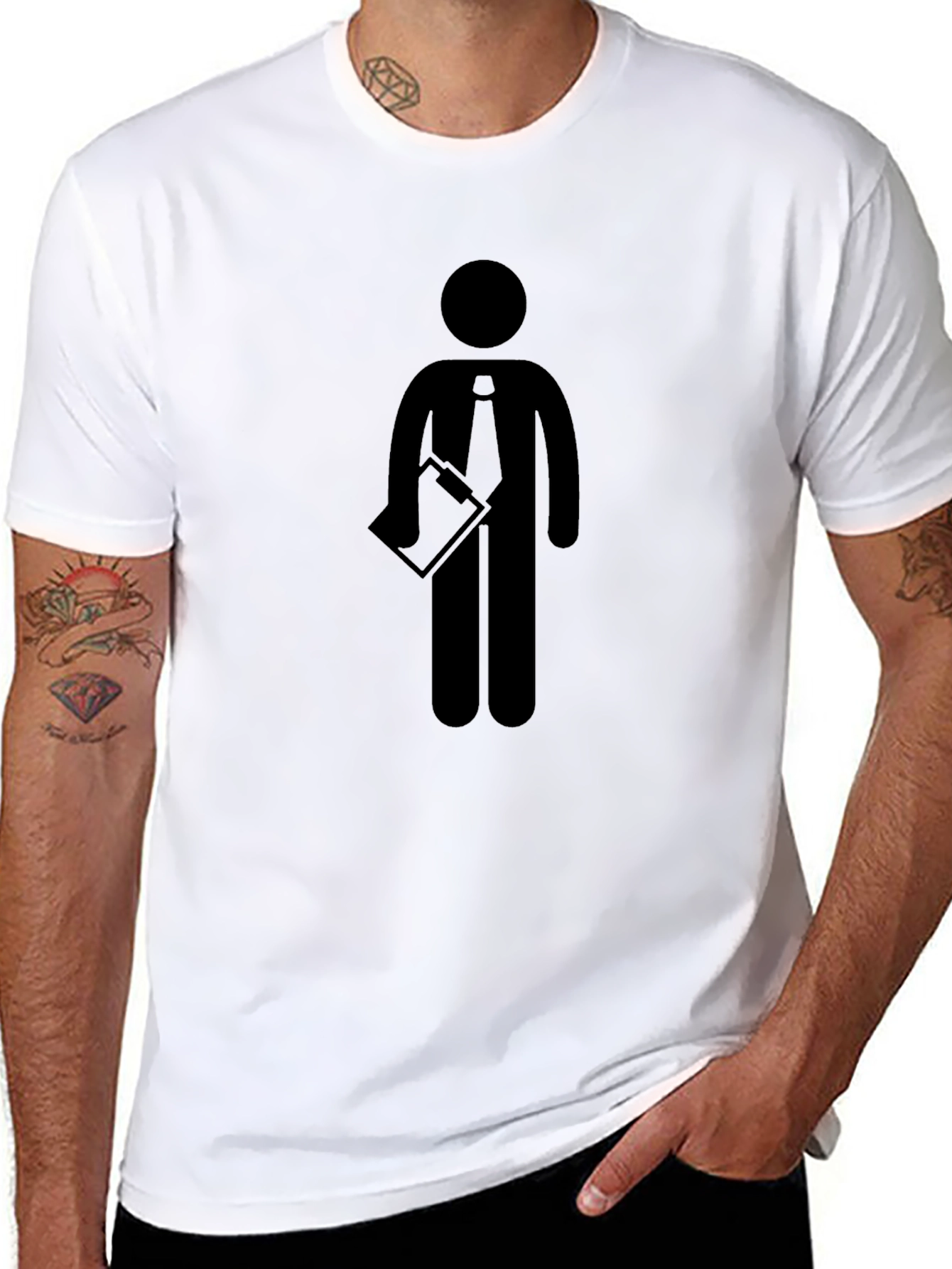 Black T-Shirt with Business Stick Figure Graphic