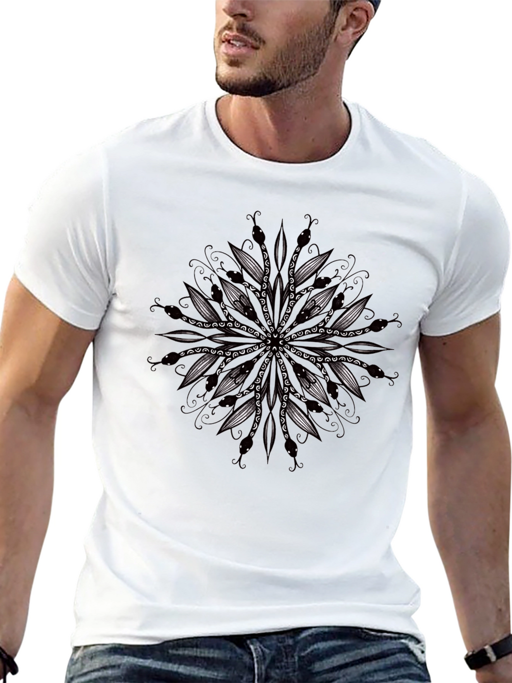 Dark Mandala Graphic Tee - Stylish Mens Black T-Shirt
