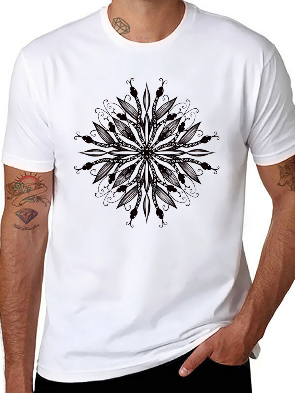 Dark Mandala Graphic Tee - Stylish Mens Black T-Shirt