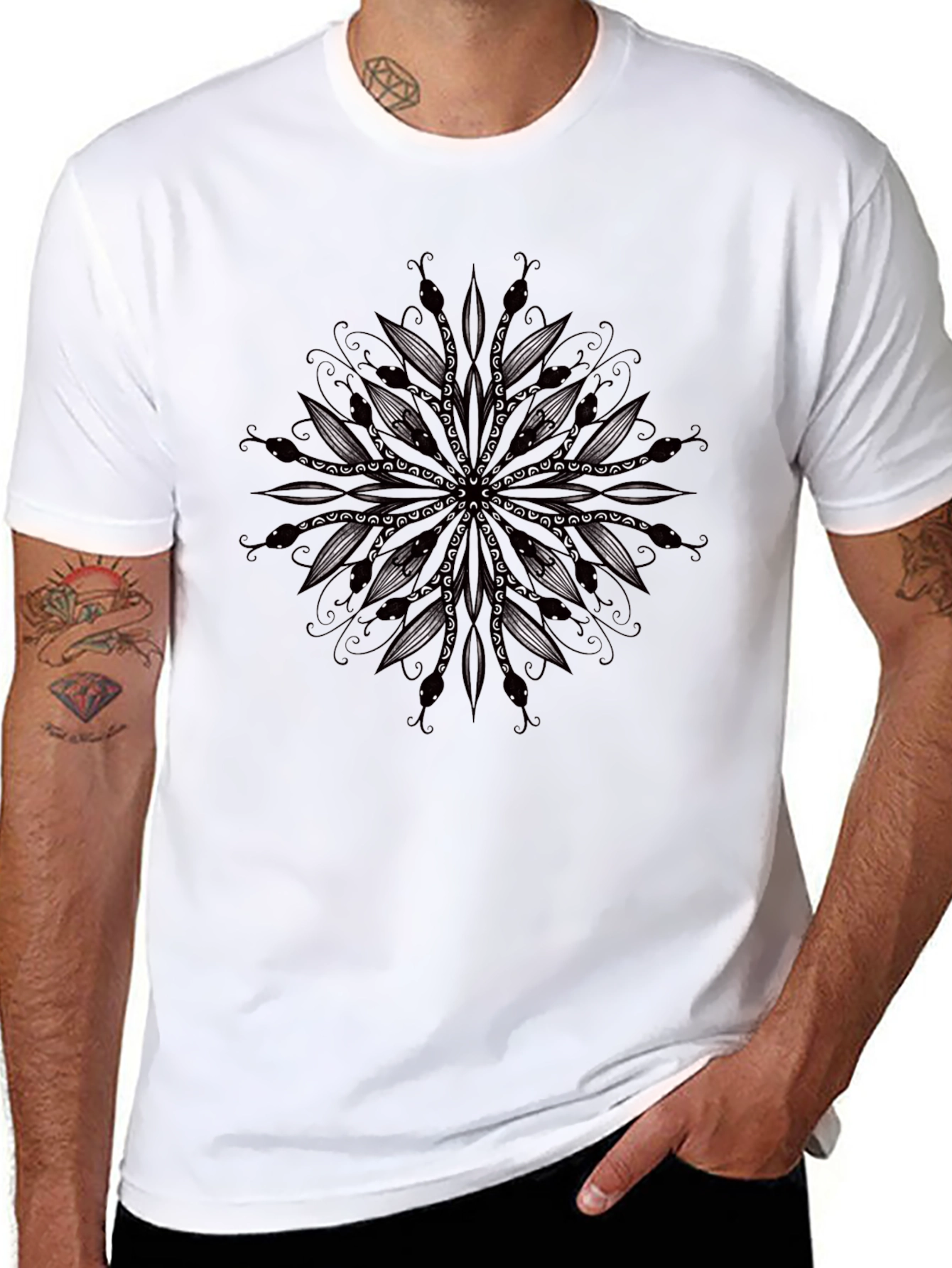 Dark Mandala Graphic Tee - Stylish Mens Black T-Shirt