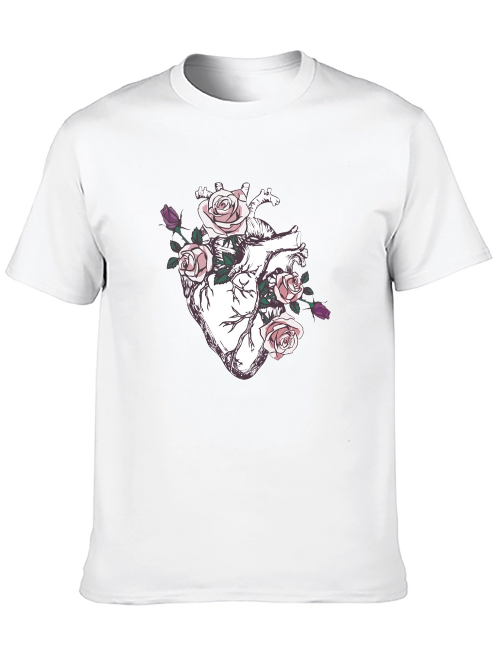 Floral Heart Graphic T-Shirt - Anatomical Rose Art