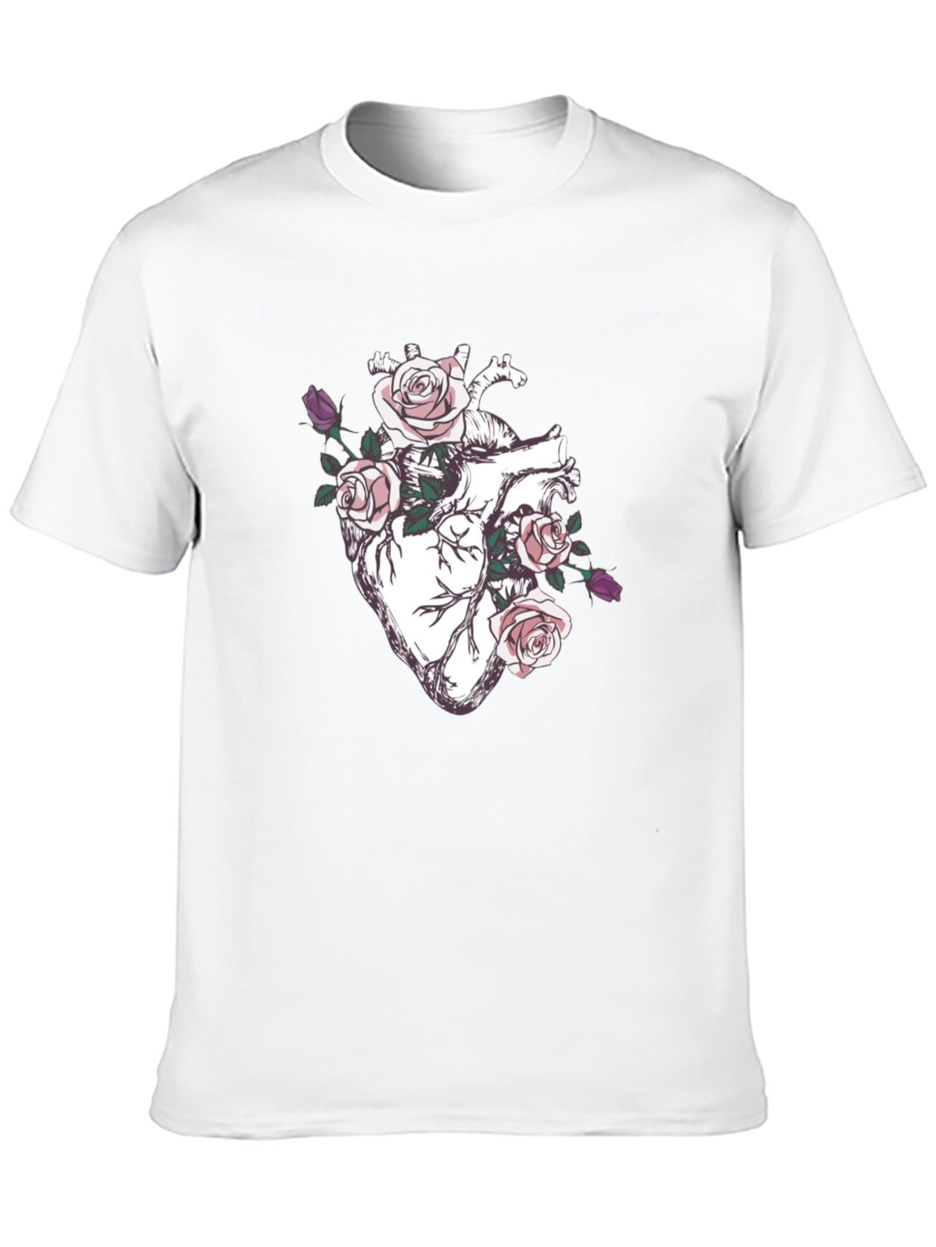 Floral Heart Graphic T-Shirt - Anatomical Rose Art