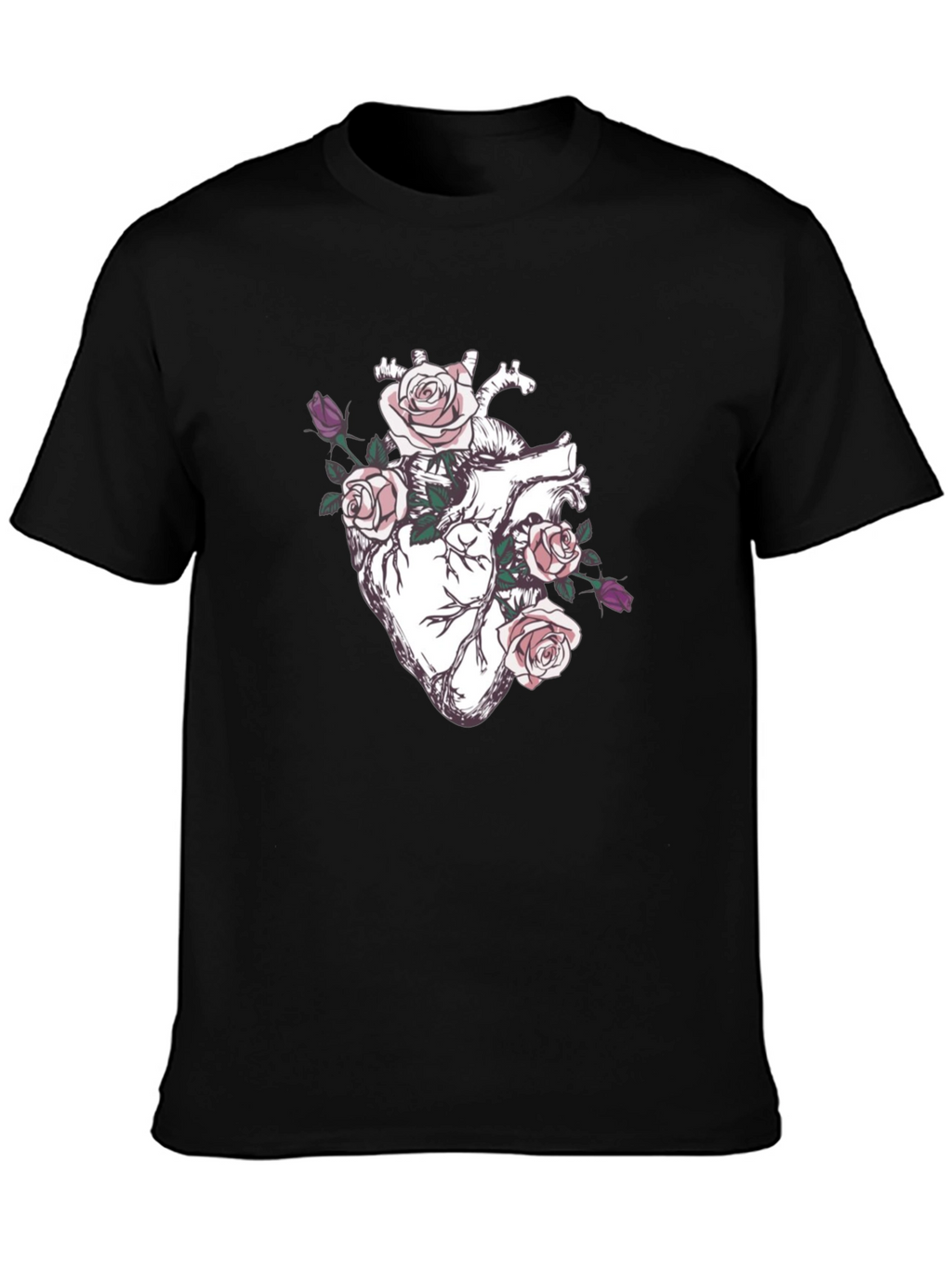Floral Heart Graphic T-Shirt - Anatomical Rose Art