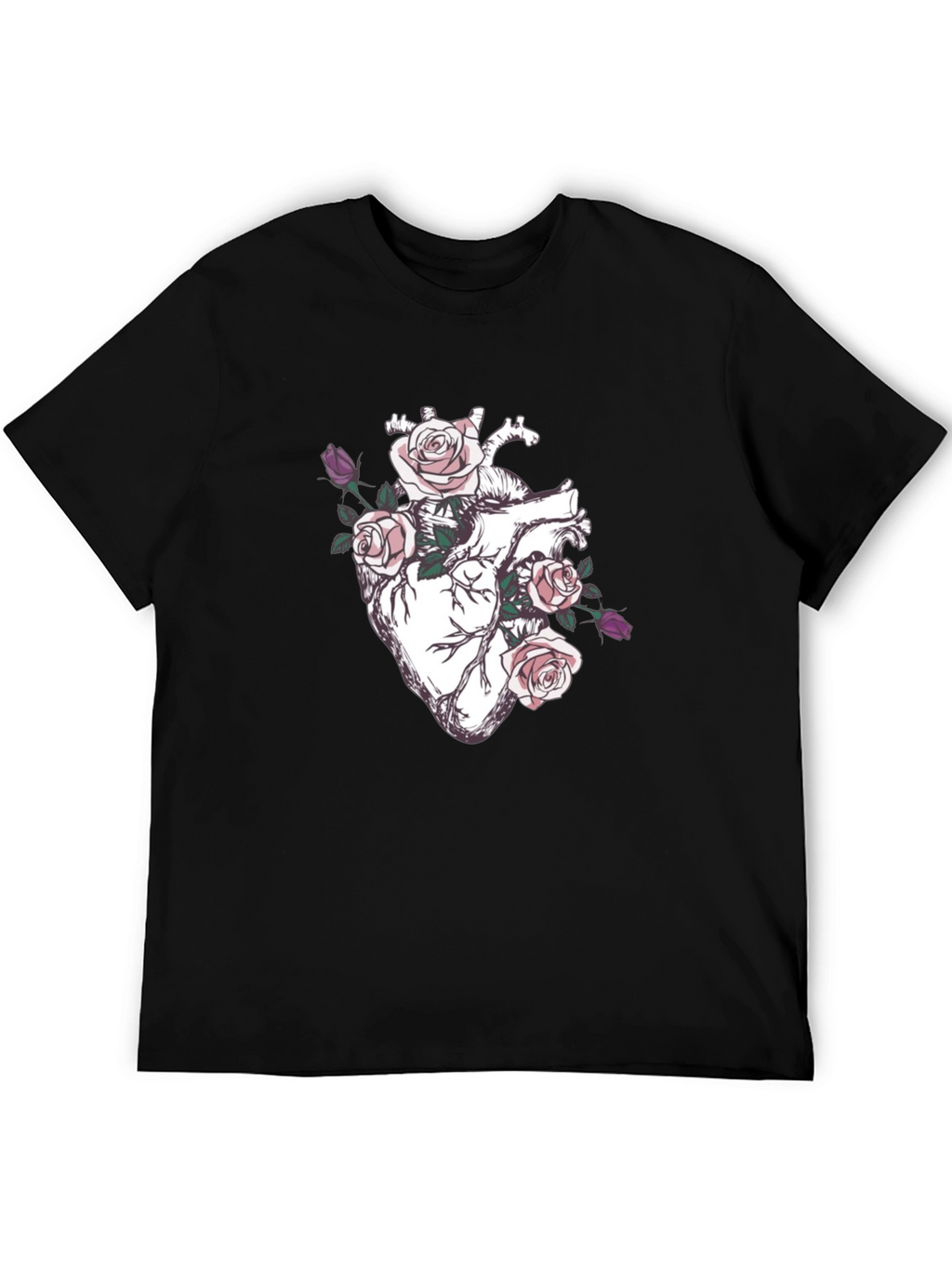 Floral Heart Graphic T-Shirt - Anatomical Rose Art