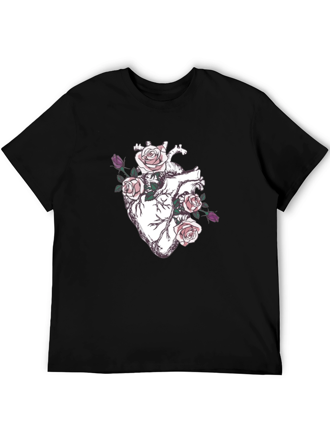 Floral Heart Graphic T-Shirt - Anatomical Rose Art