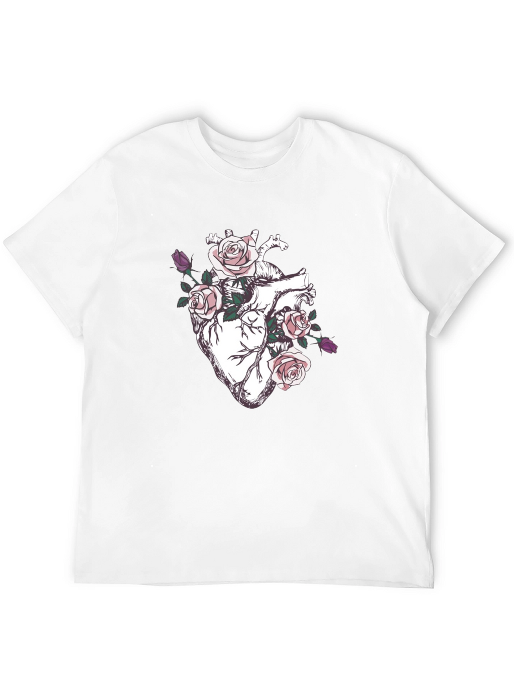 Floral Heart Graphic T-Shirt - Anatomical Rose Art