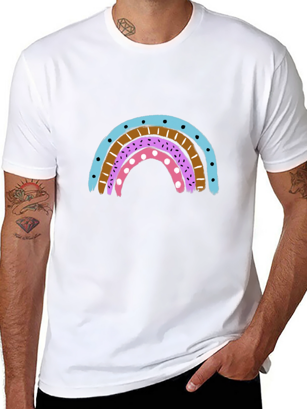 Rainbow Graphic Print Crew Neck T-Shirt