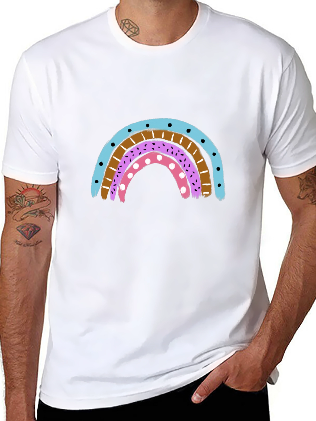 Rainbow Graphic Print Crew Neck T-Shirt