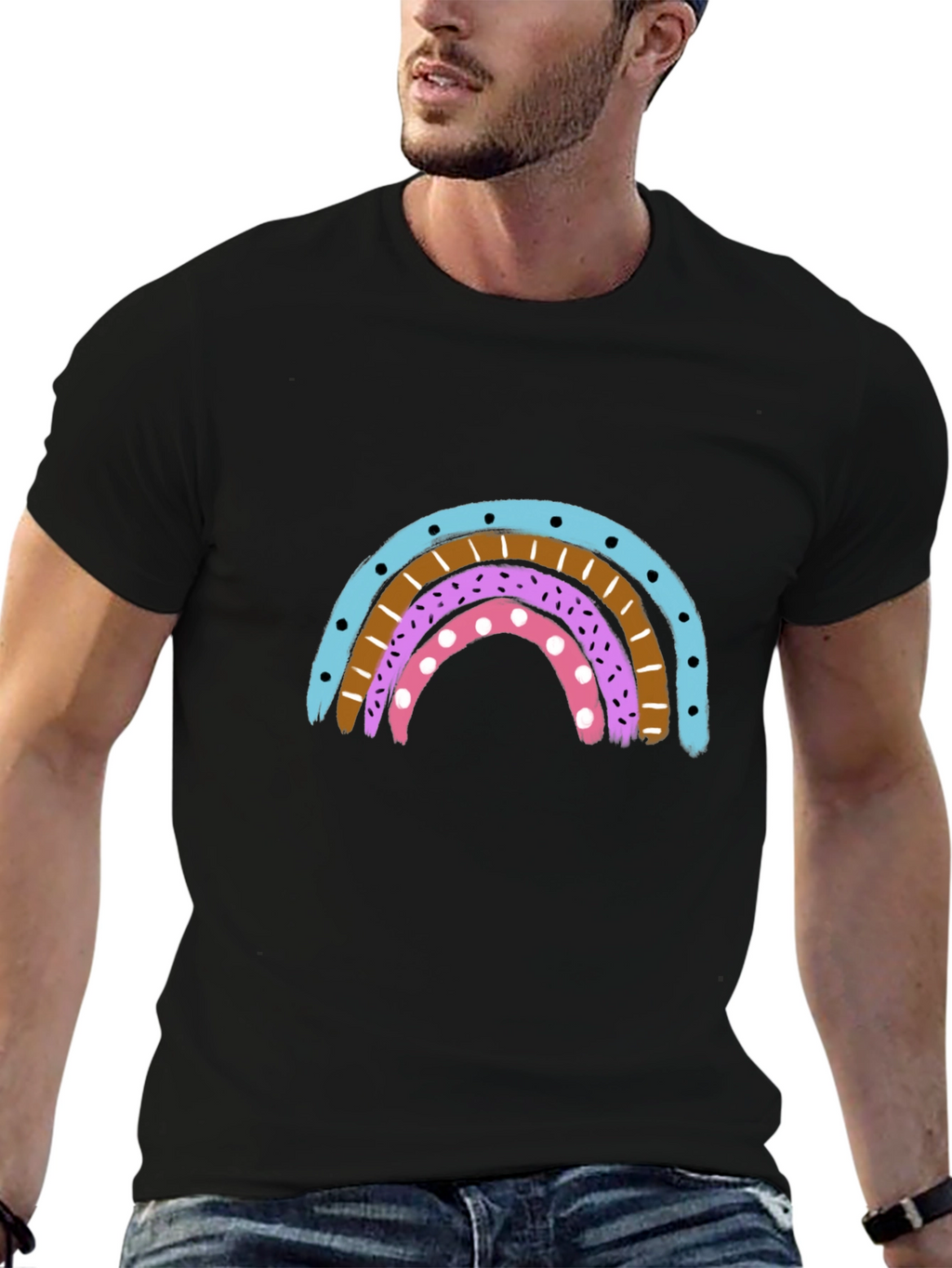 Rainbow Graphic Print Crew Neck T-Shirt