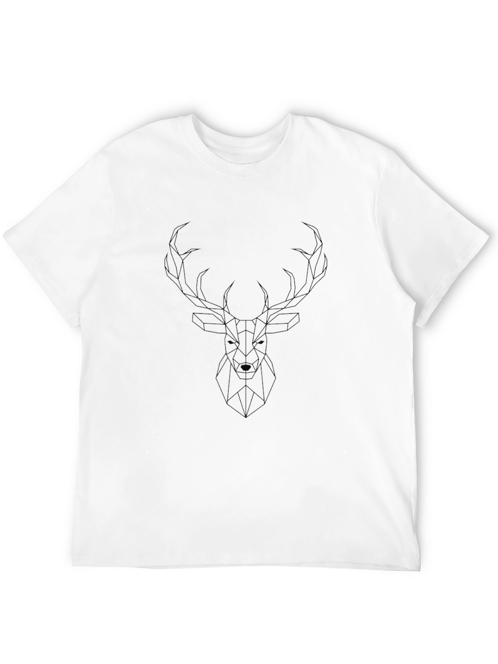 Geometric Deer Graphic Black T-Shirt