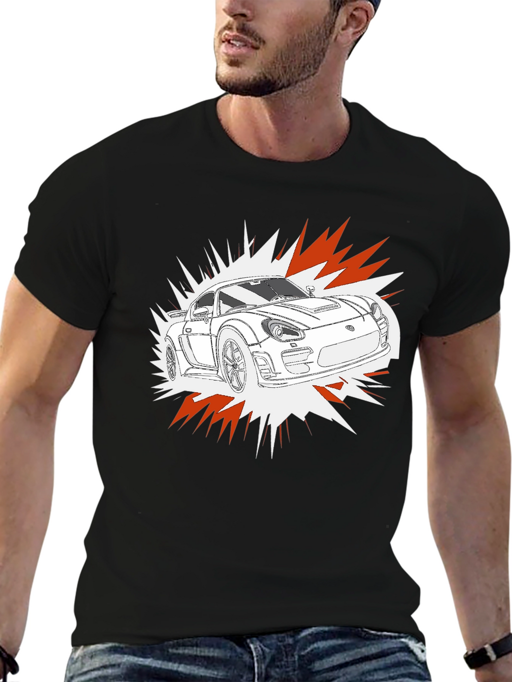 Cool Car Graphic T-Shirt - Black Cotton Tee
