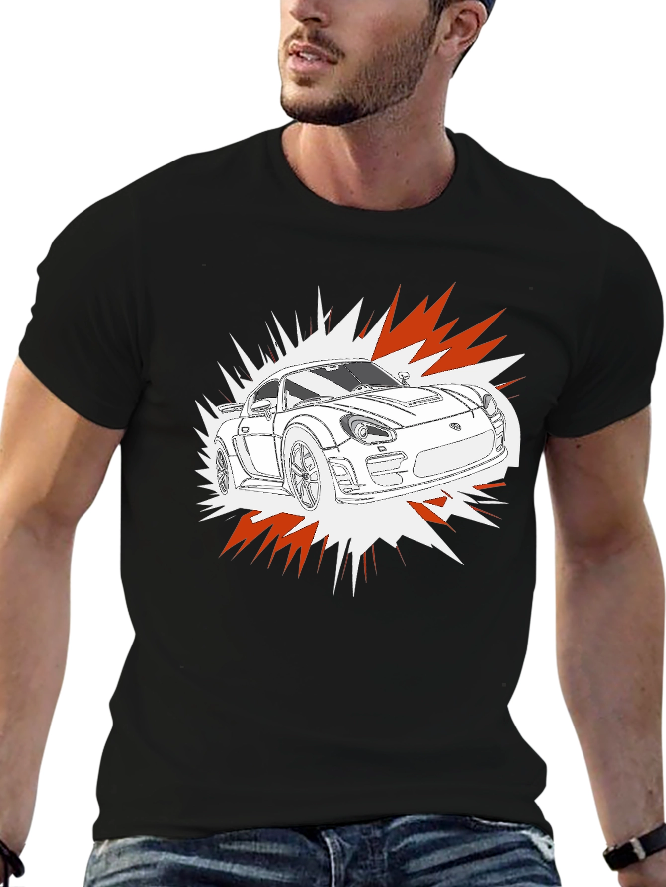 Cool Car Graphic T-Shirt - Black Cotton Tee