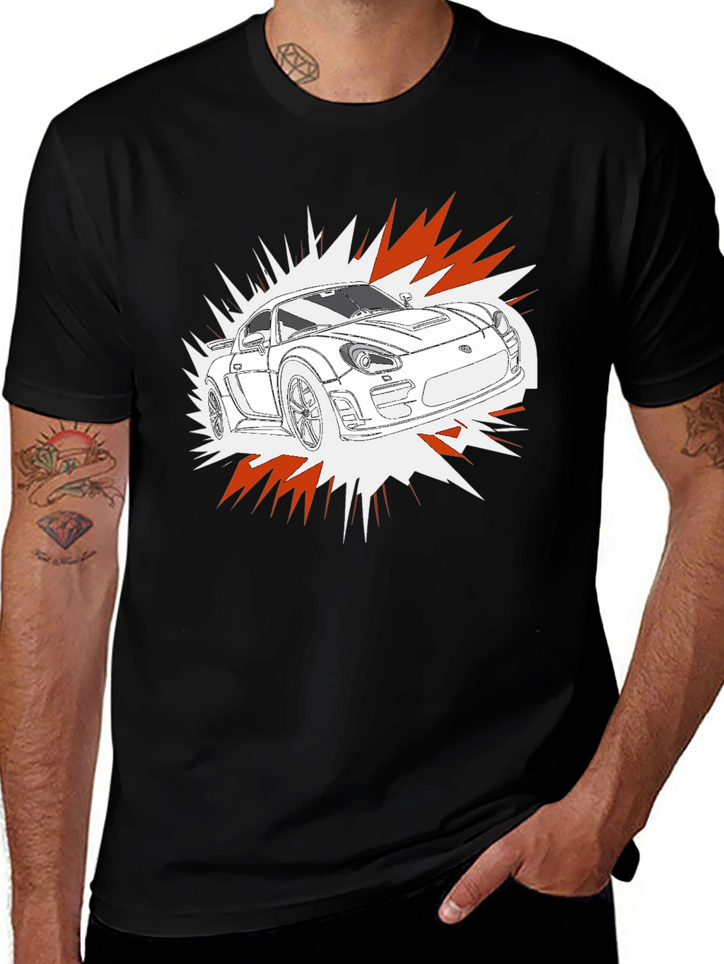 Cool Car Graphic T-Shirt - Black Cotton Tee