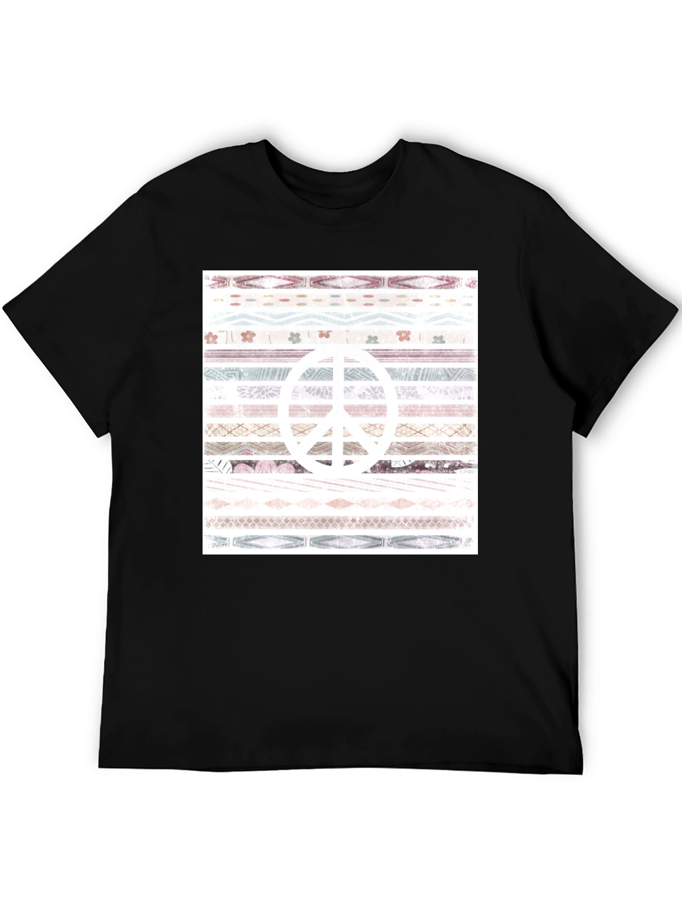 Peace Sign Patterned Graphic T-Shirt