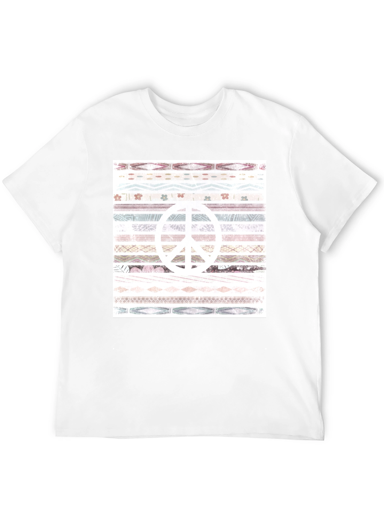 Peace Sign Patterned Graphic T-Shirt
