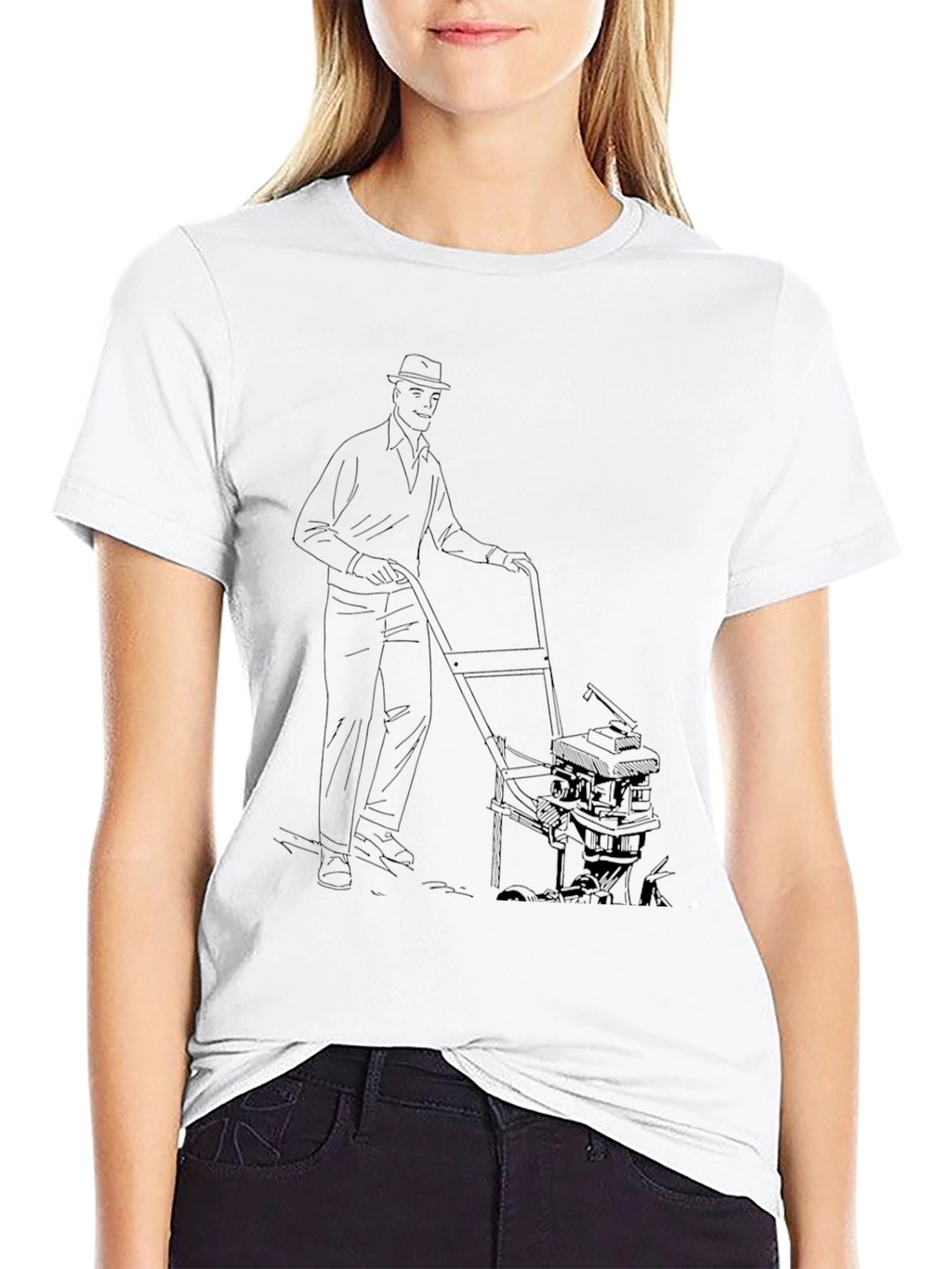 Lawn Mowing Man Graphic Tee - Cool Unique Design