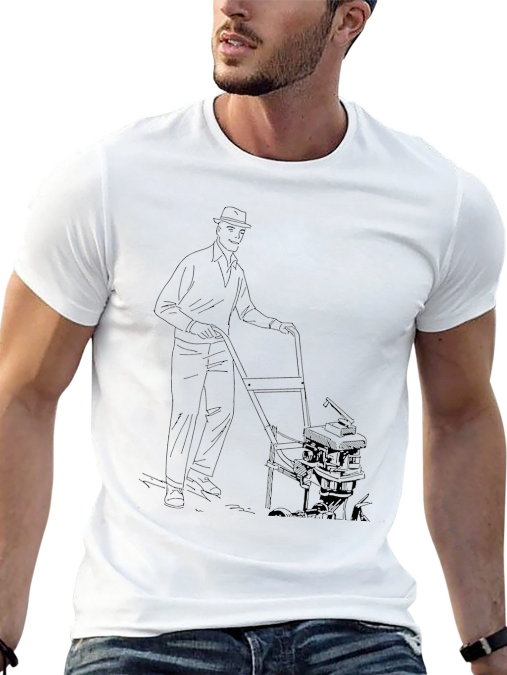 Lawn Mowing Man Graphic Tee - Cool Unique Design