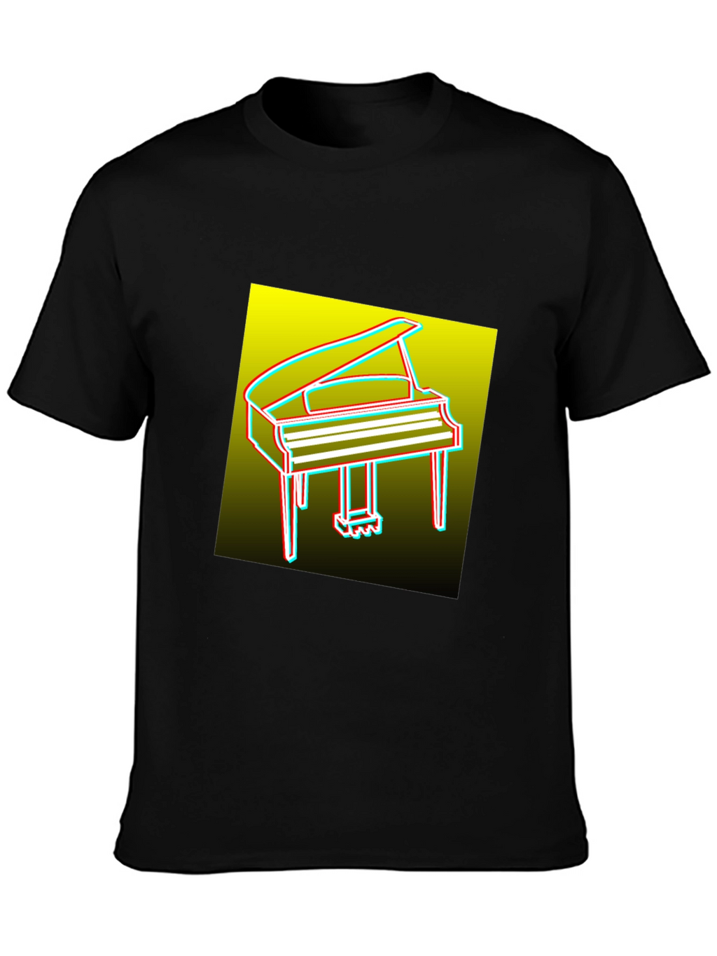 Retro Piano Graphic Tee - Mens Black T-Shirt