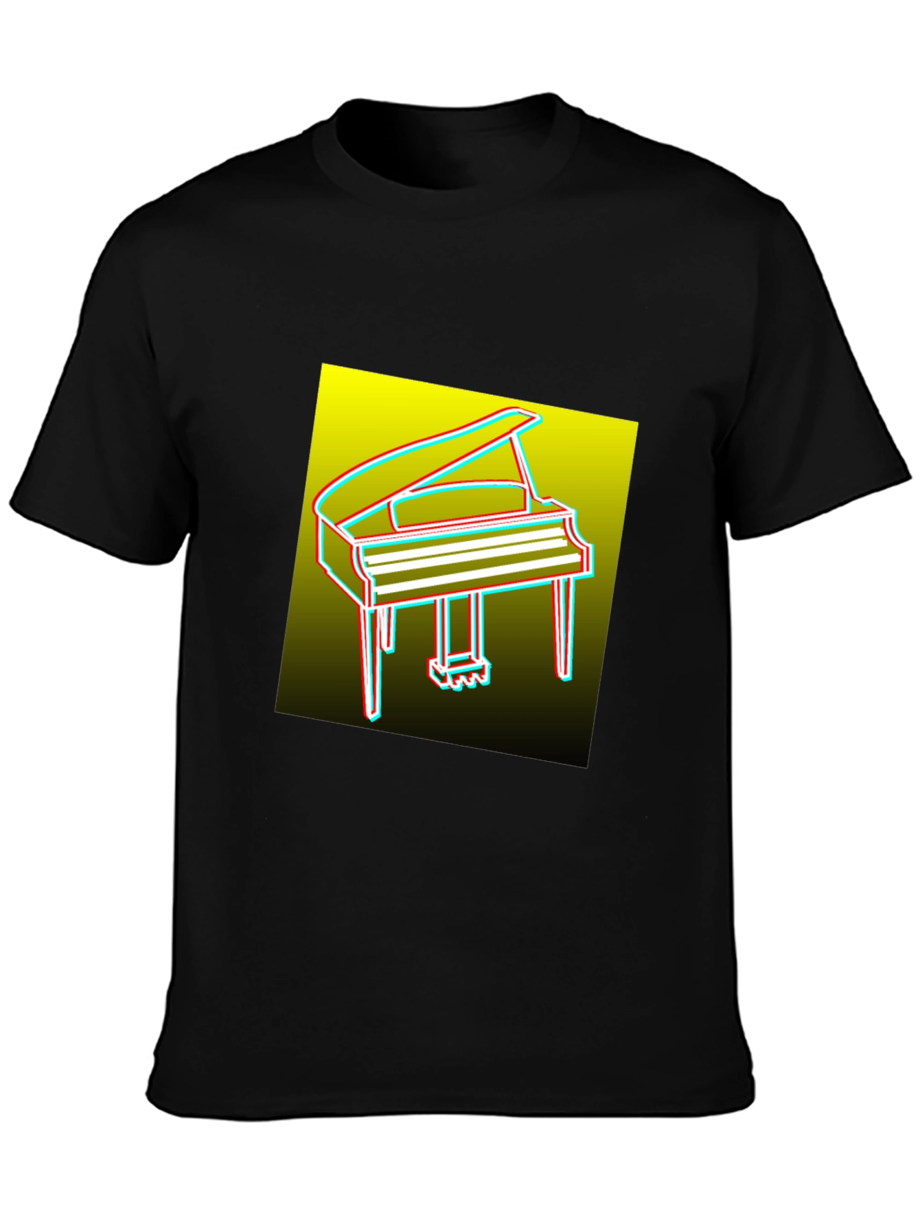 Retro Piano Graphic Tee - Mens Black T-Shirt