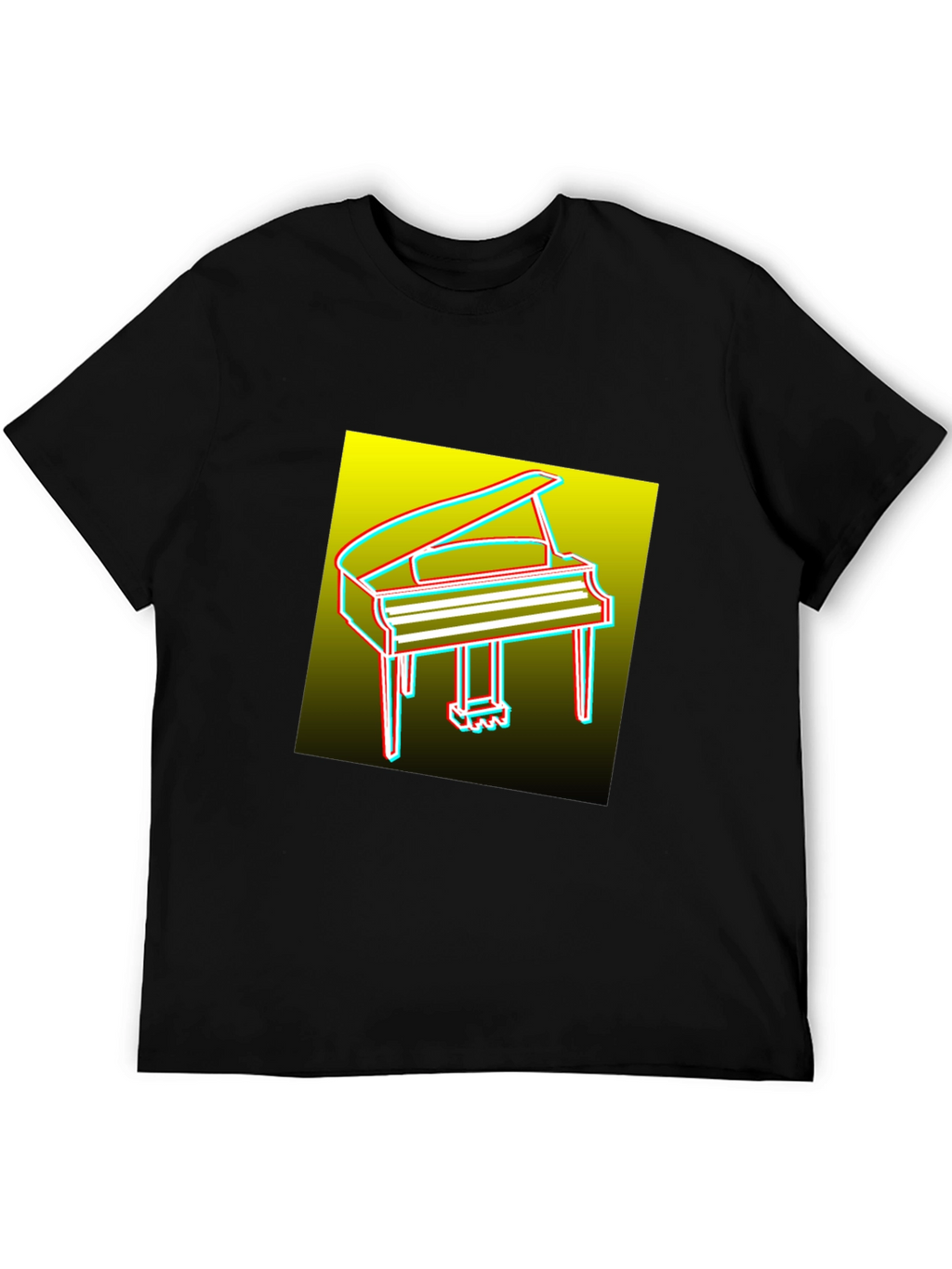 Retro Piano Graphic Tee - Mens Black T-Shirt