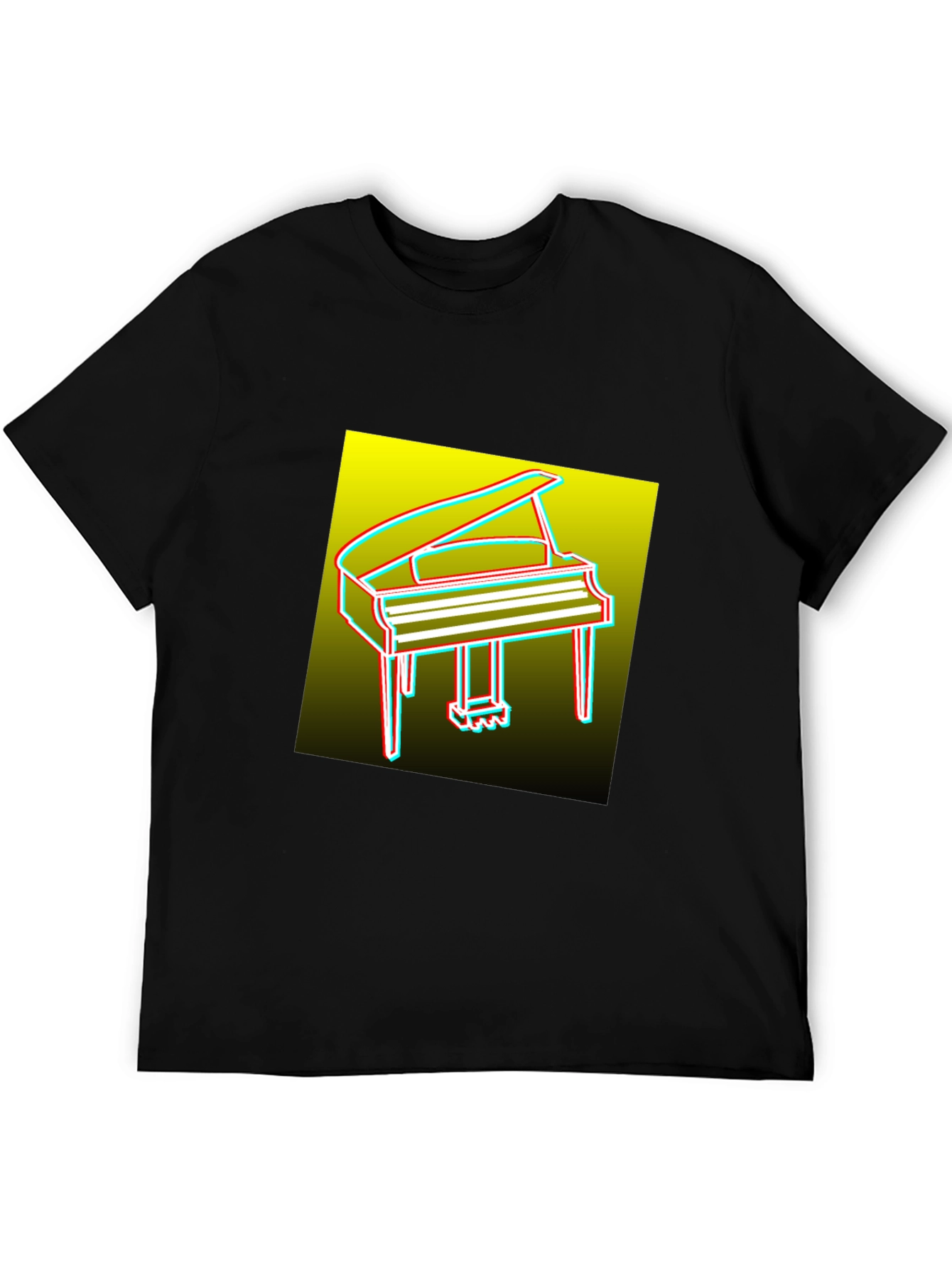 Retro Piano Graphic Tee - Mens Black T-Shirt