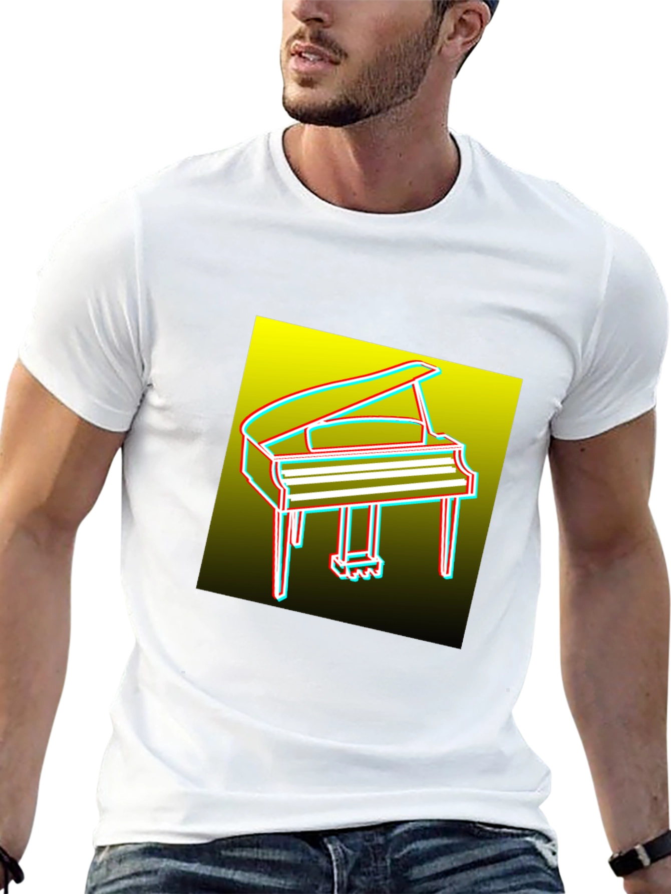 Retro Piano Graphic Tee - Mens Black T-Shirt