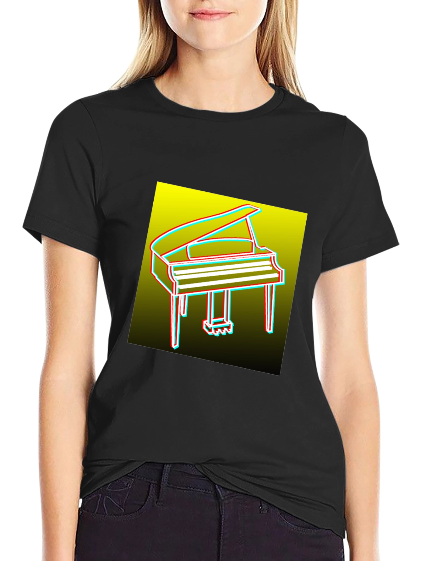 Retro Piano Graphic Tee - Mens Black T-Shirt