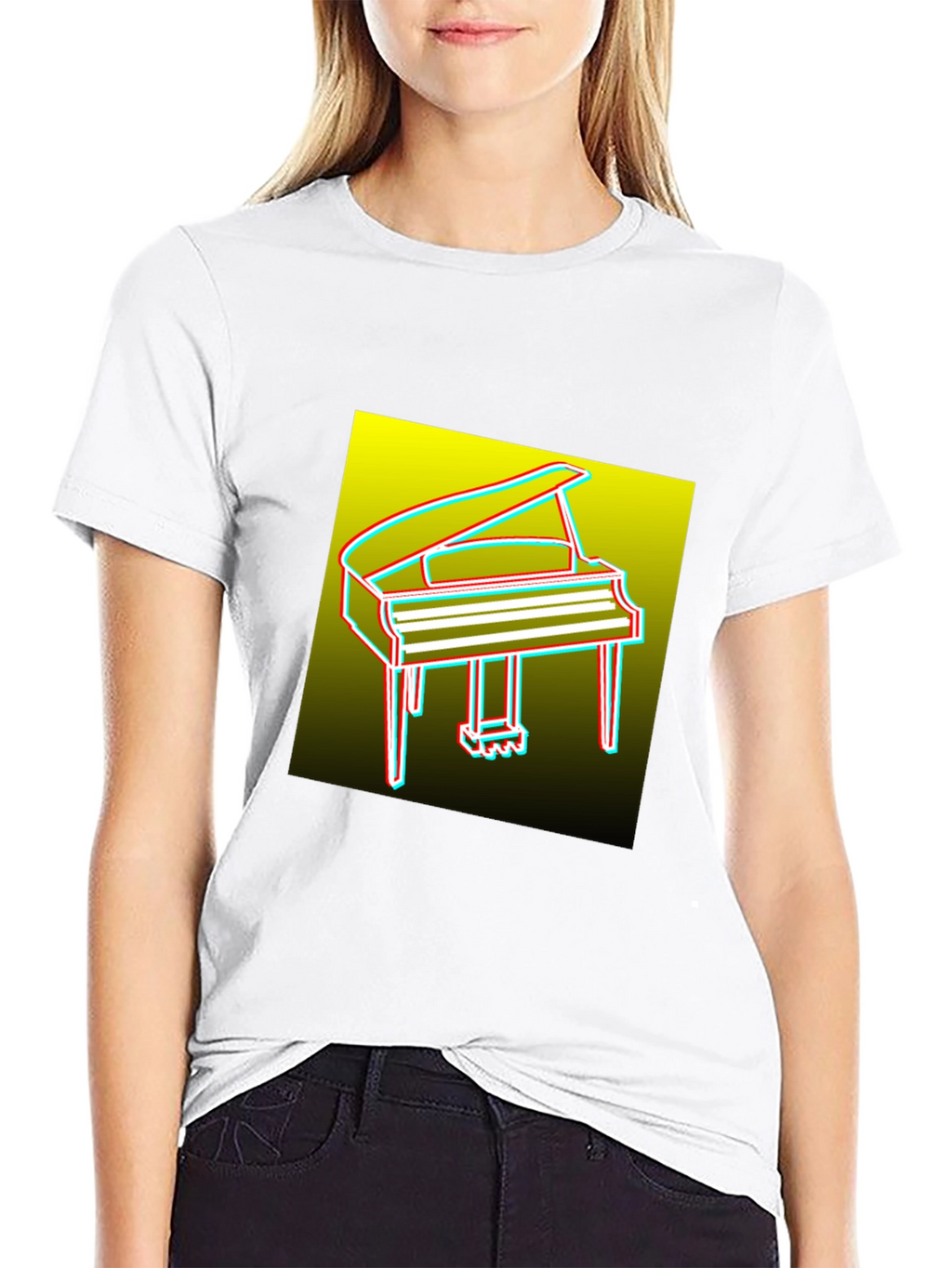 Retro Piano Graphic Tee - Mens Black T-Shirt