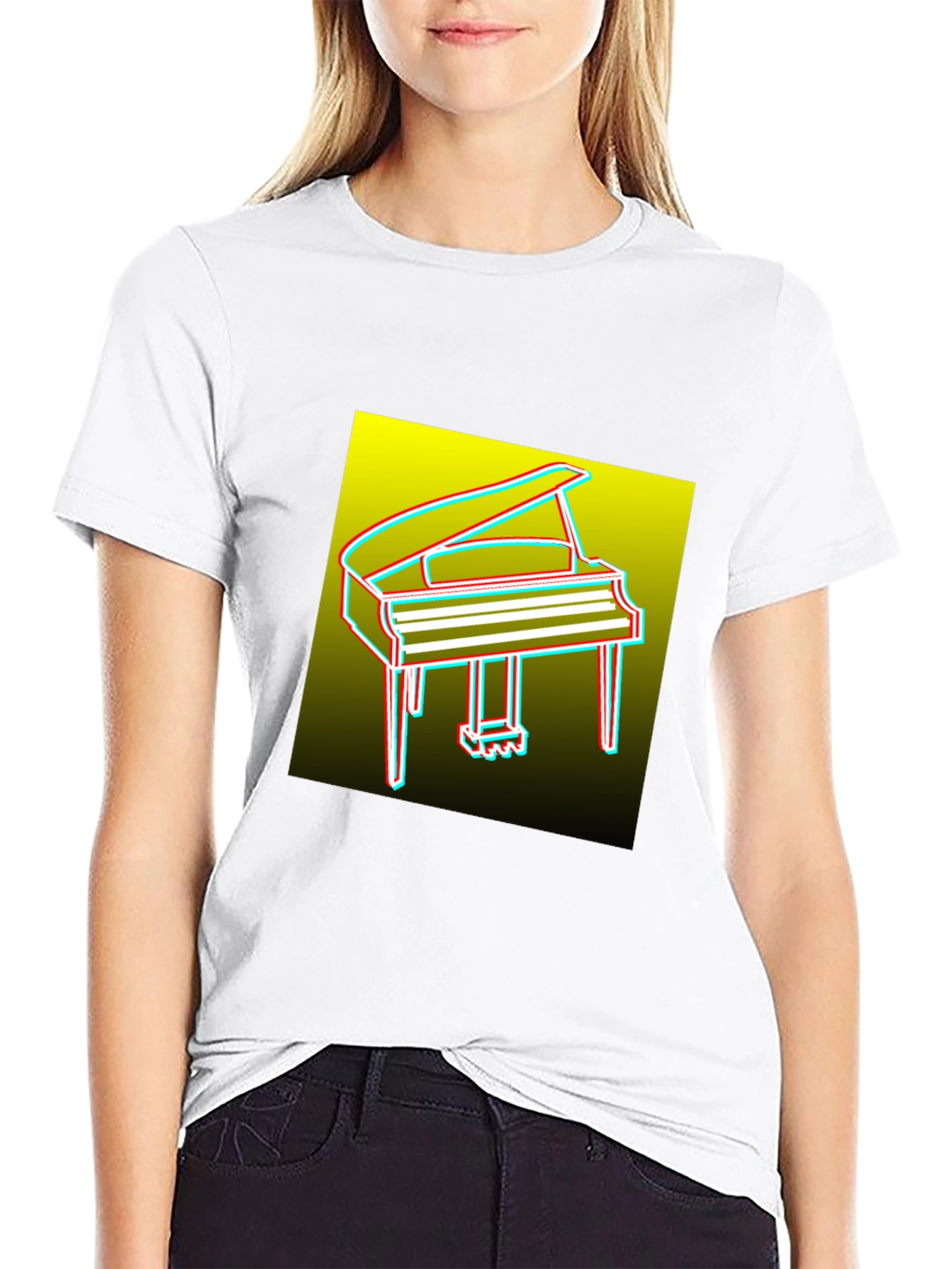 Retro Piano Graphic Tee - Mens Black T-Shirt