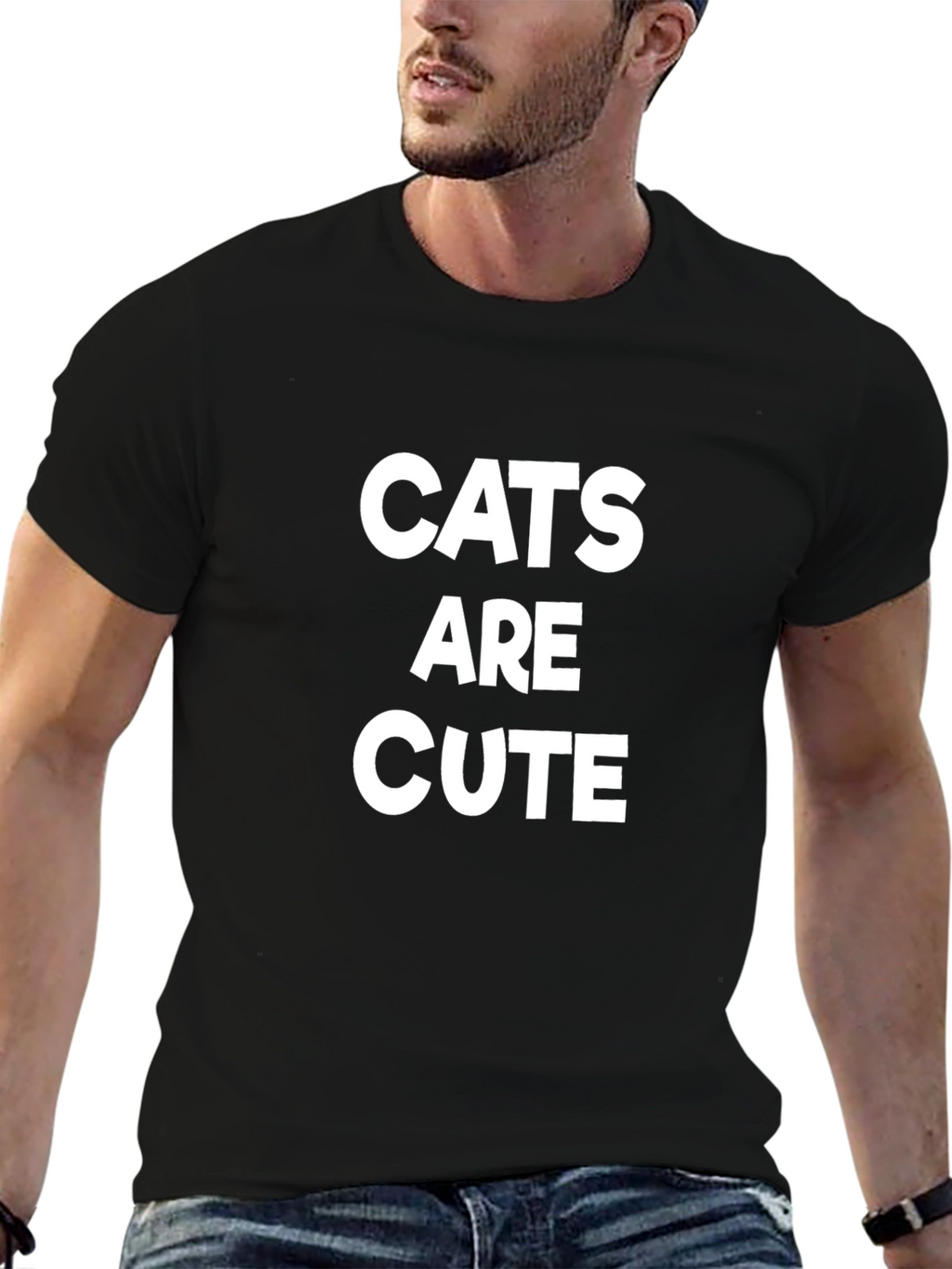 Cats are Cute Graphic T-Shirt - Black