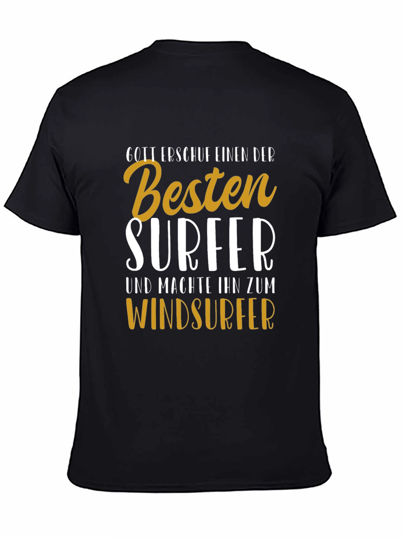 Funny Surfer T-Shirt - Windsurfer Gift - Black Cotton Tee