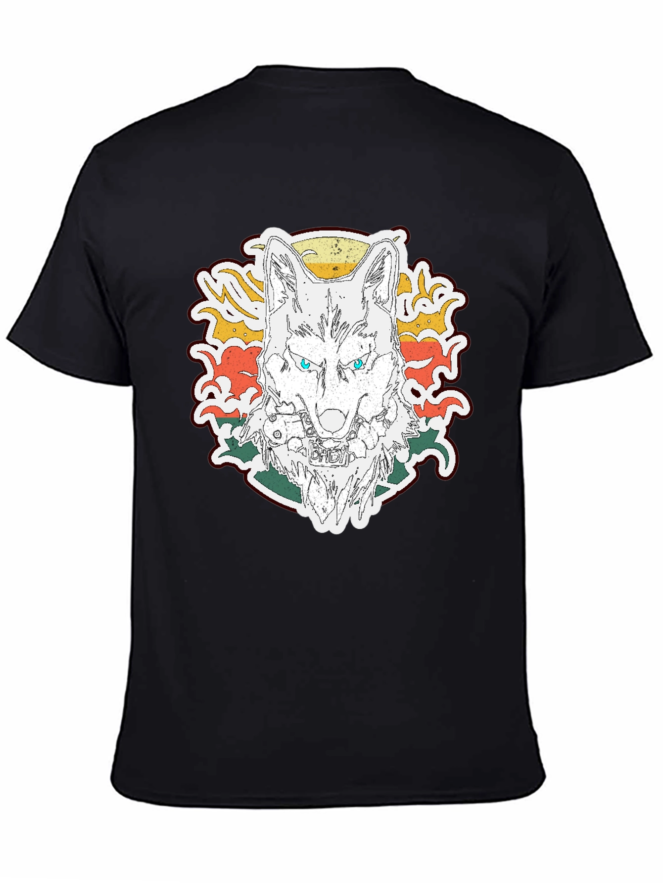 Wolf Graphic Print T-Shirt - Short Sleeve Black Tee