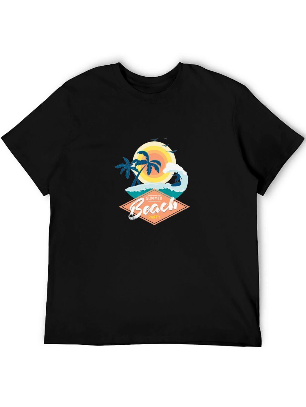 Summer Beach Party Graphic T-Shirt - Black
