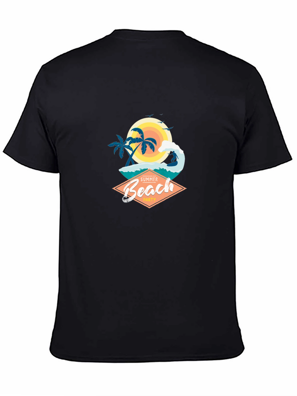 Summer Beach Party Graphic T-Shirt - Black