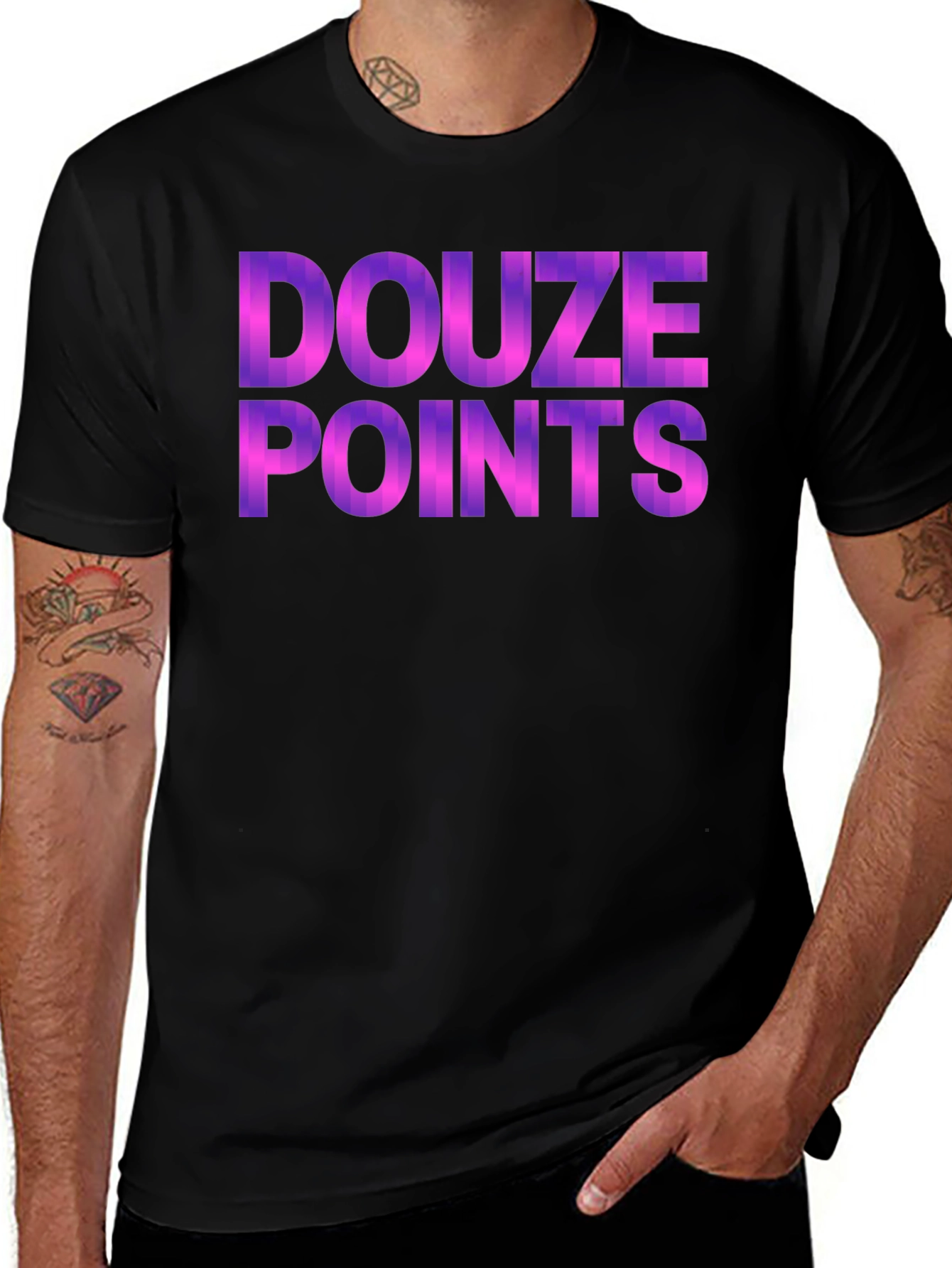 Douze Points Graphic Tee - Black Cotton Blend Shirt