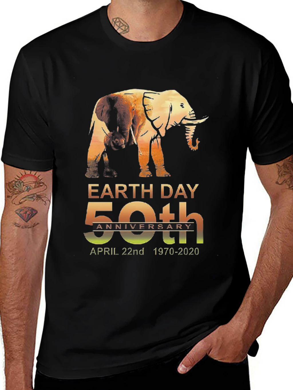 Earth Day 50th Anniversary Elephant Graphic T-Shirt