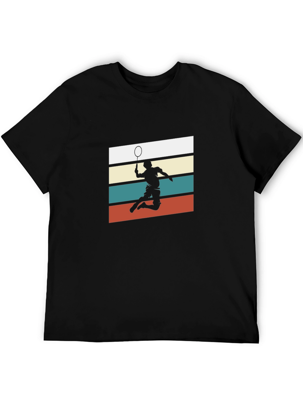 Retro Badminton Player Graphic Tee - Black