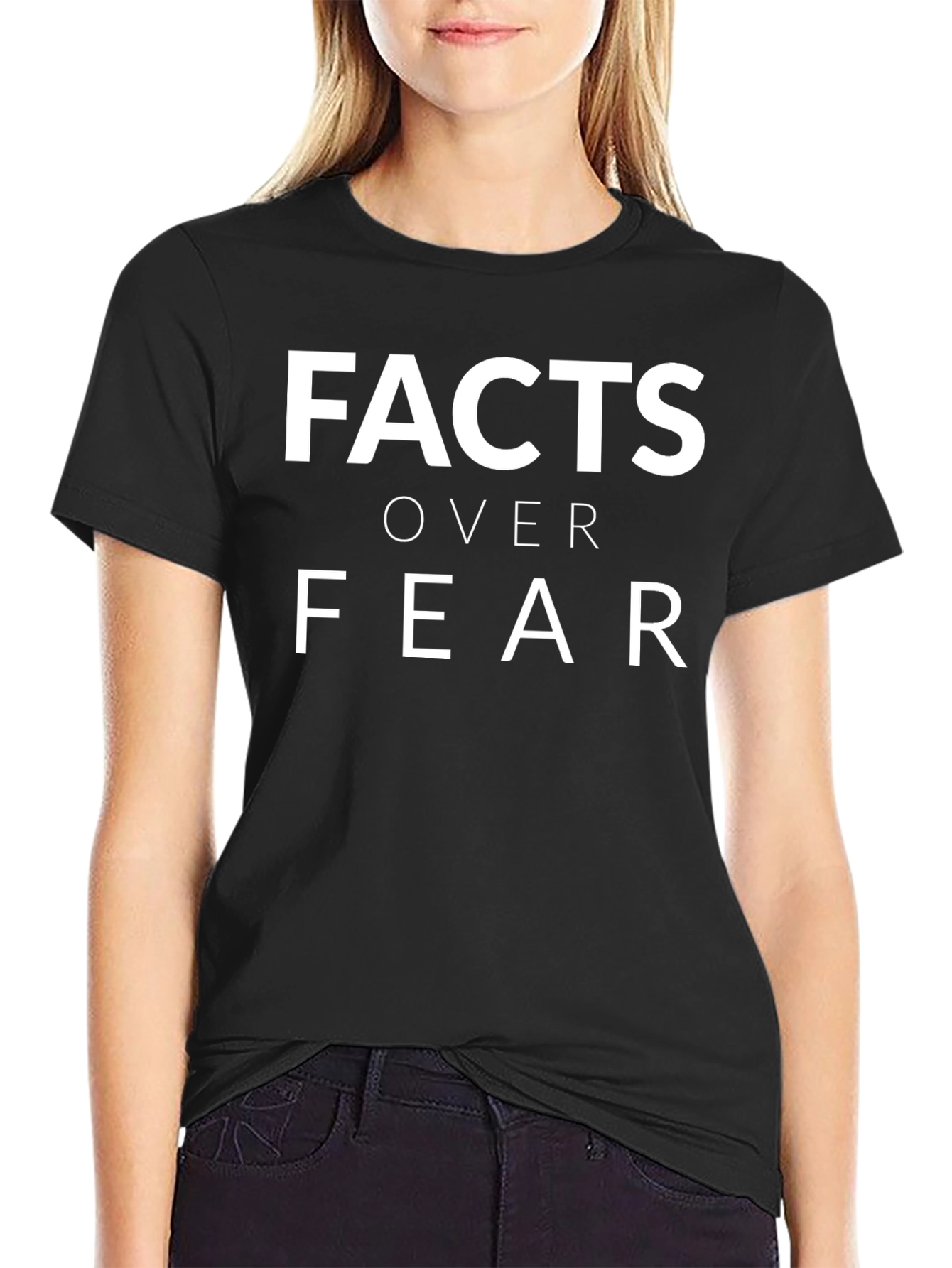 Facts Over Fear Graphic Tee - Black Cotton T-Shirt