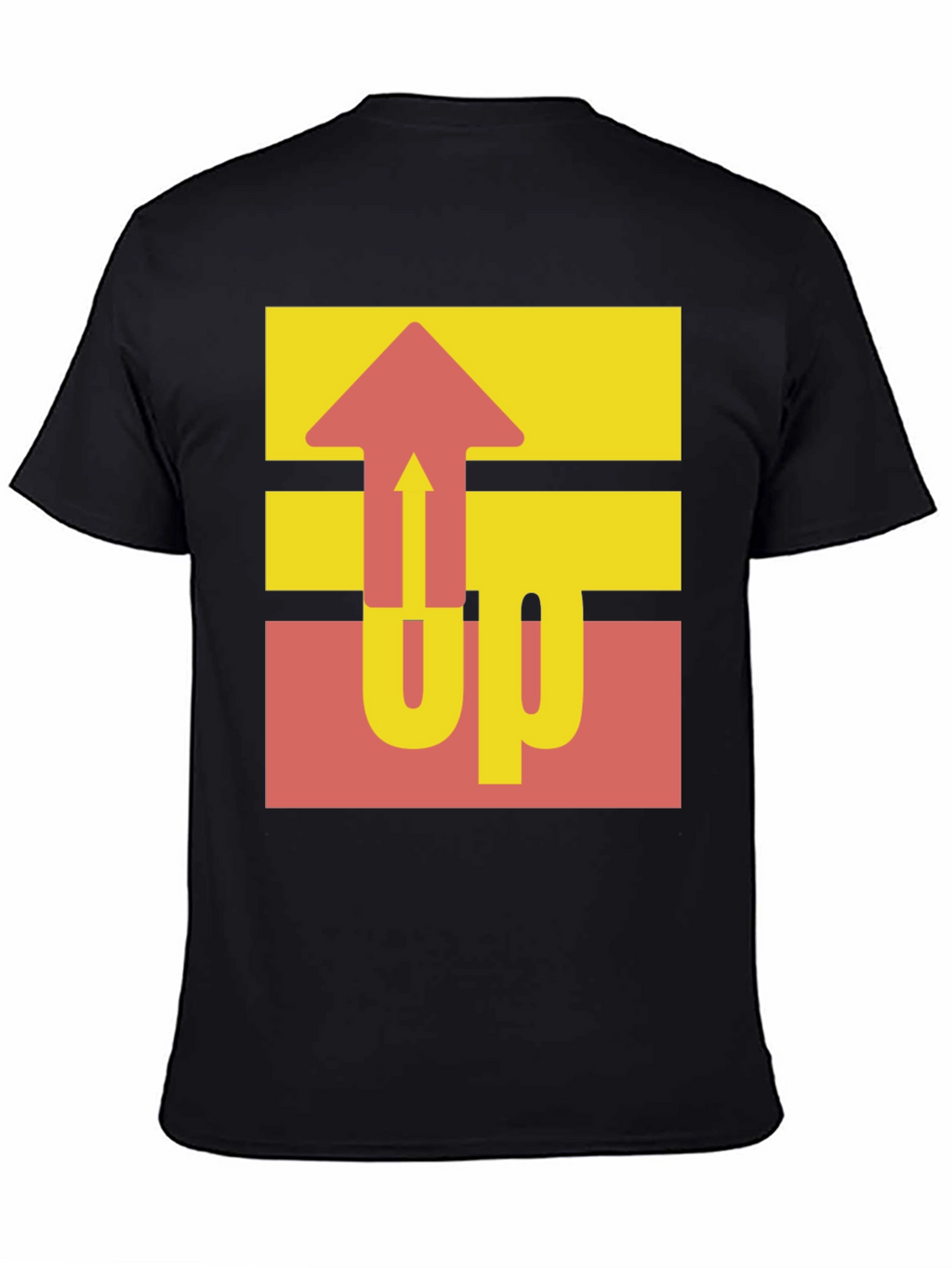 Retro UP Graphic Tee - Casual Black Cotton Shirt
