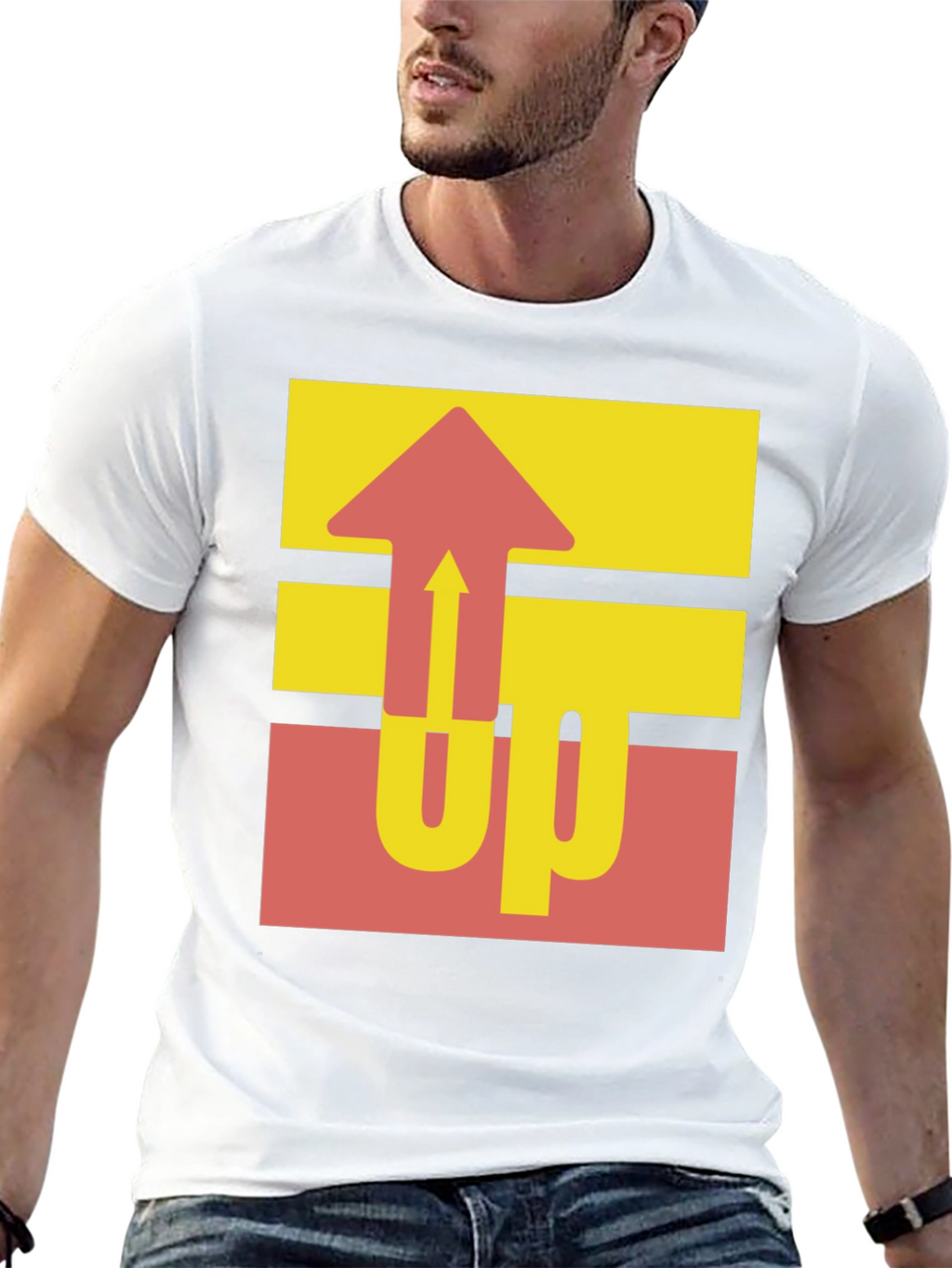 Retro UP Graphic Tee - Casual Black Cotton Shirt