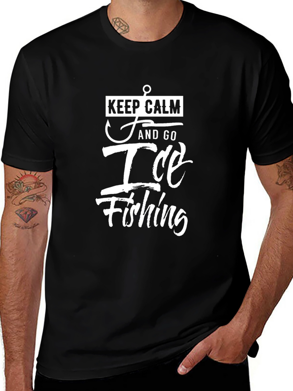 Keep Calm Ice Fishing T-Shirt - Black