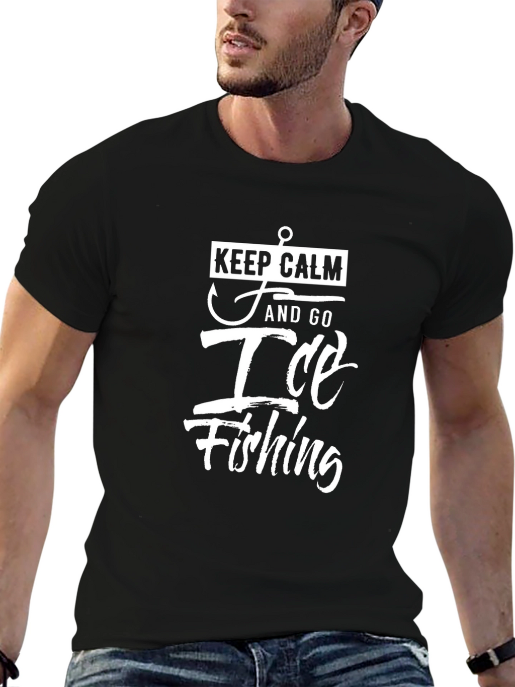 Keep Calm Ice Fishing T-Shirt - Black